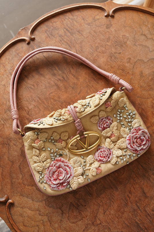 Valentino Garavani Floral Beaded Shoulder Bag