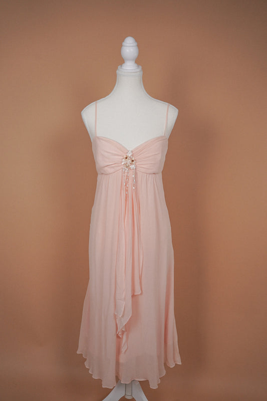 Escada Blush Pink Embellished Chiffon Dress (L)
