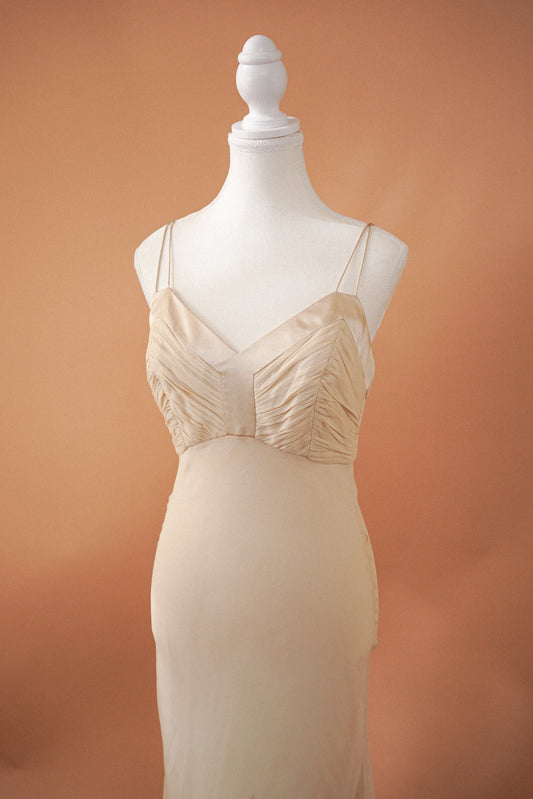 Badgley Mischka Silk Ivory Gown (M)