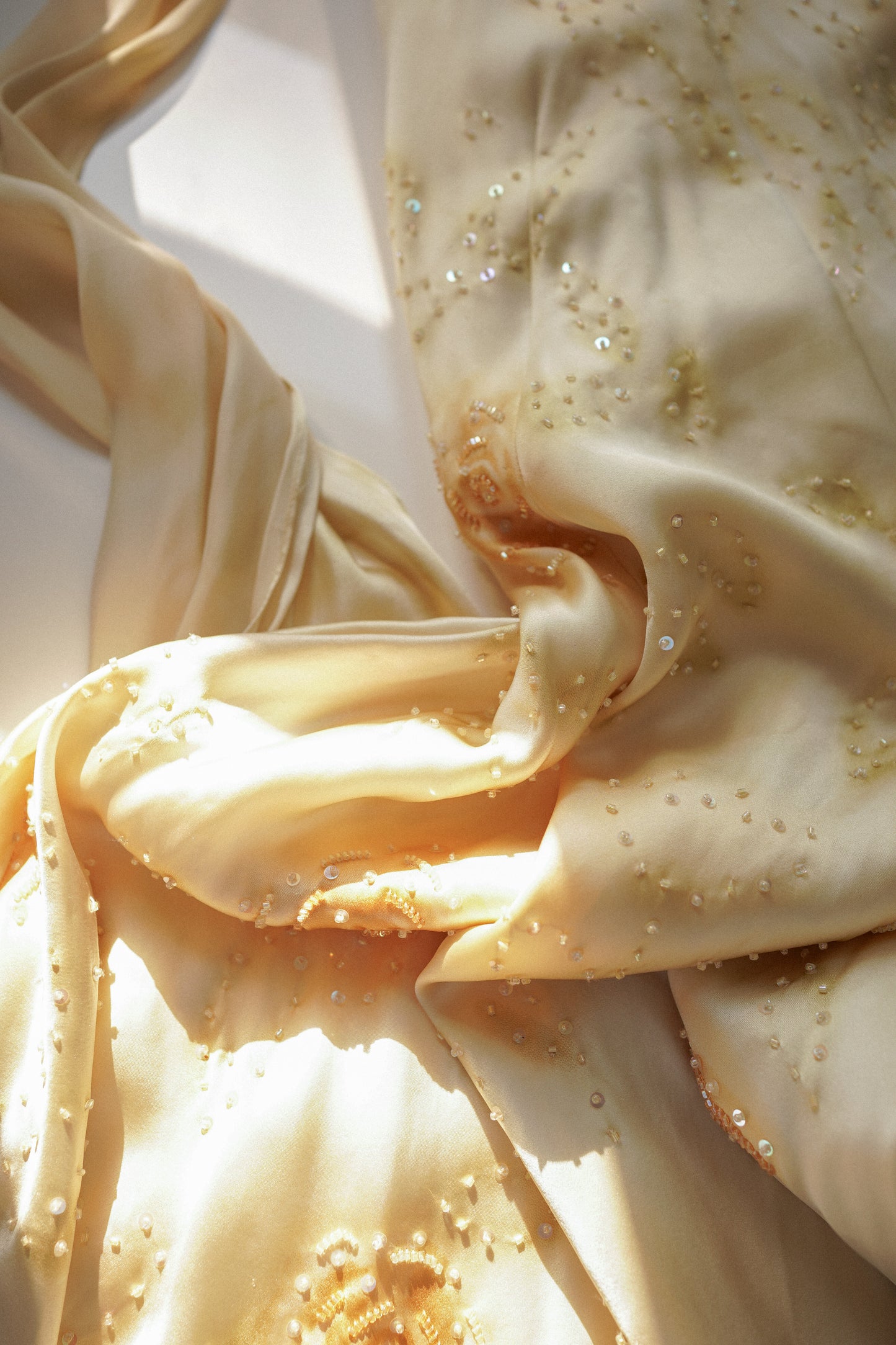 Bob Mackie Yellow Silk Floral Beaded Dress