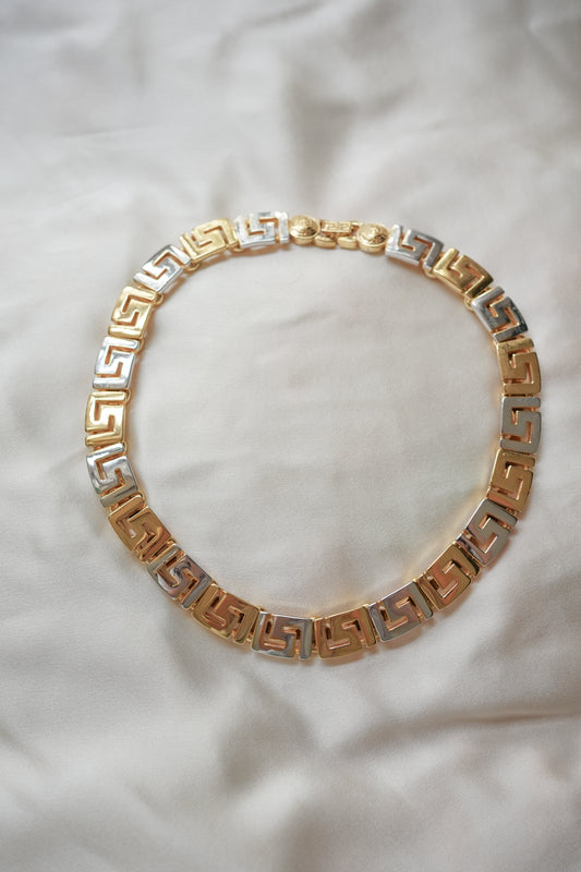 Gianni Versace Two-Tone Greek Key Medusa Link necklace