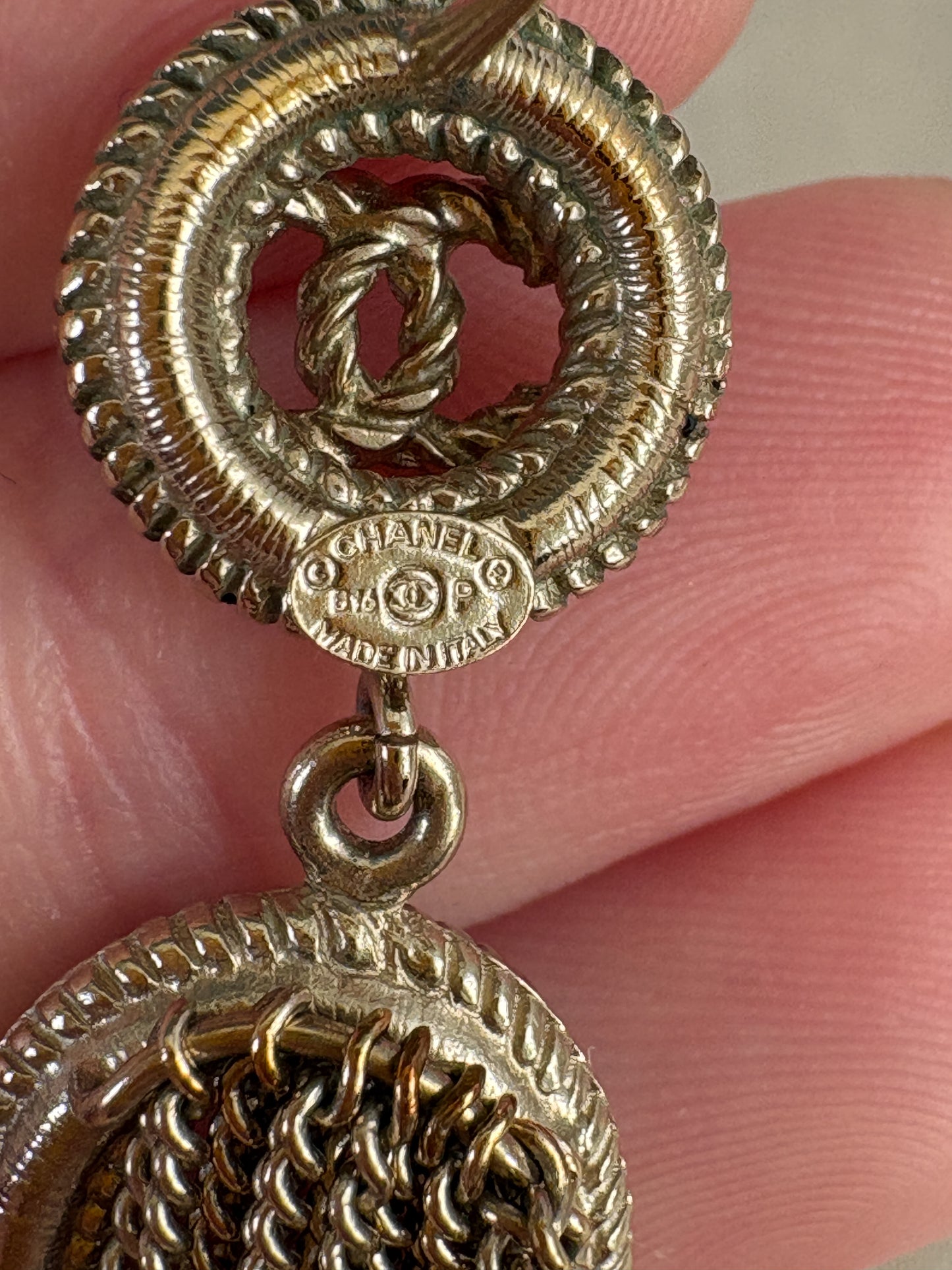 CHANEL Rope Medallion Tassel Earrings — B16 Pre-Fall 2016 — With Pouch