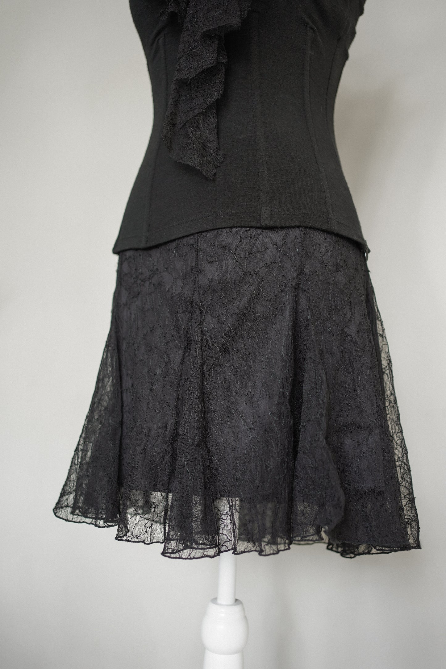 Dolce & Gabbana Ruffle Top & Lace Skirt