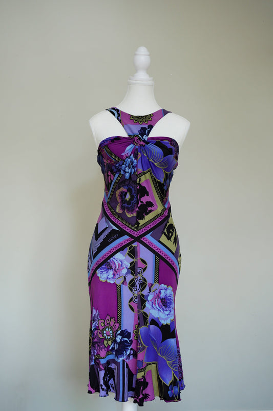 Silk Versace Purple Print Dress (M)