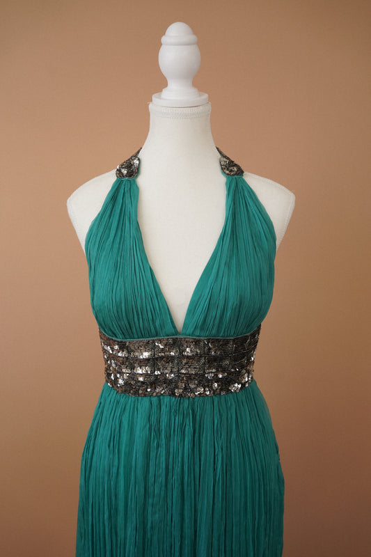 Roberto Cavalli Silk 2007 Dress — Close-up of the halterneck bodice and embellished waist