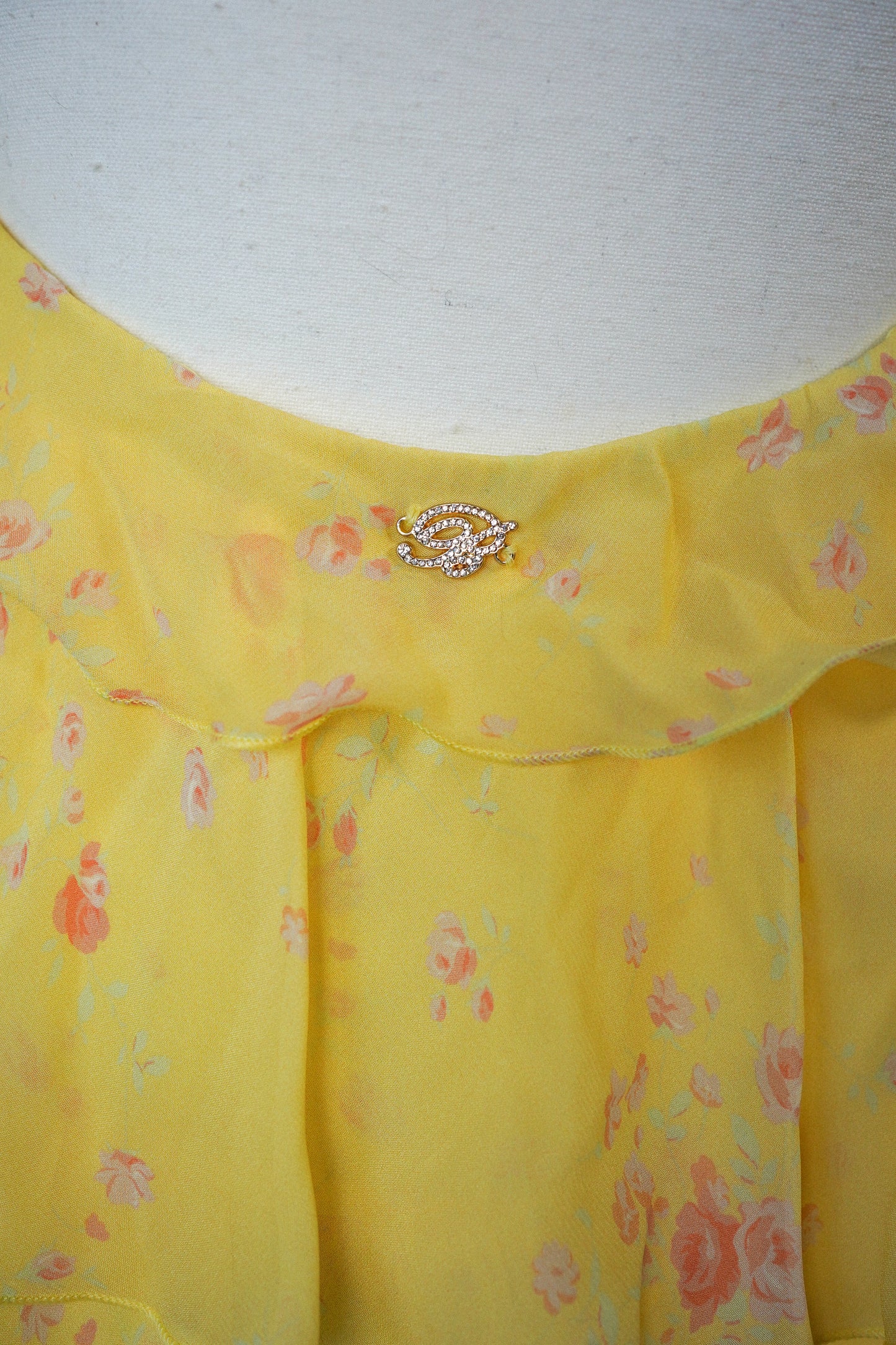 Blumarine New Yellow Floral Ruffle Dress (M)
