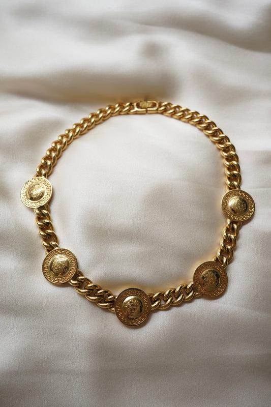 Gianni Versace Gold Medusa Medallion Collar Necklace