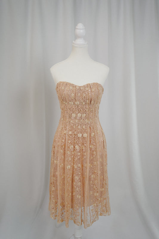 Blumarine by Anna Molinari Floral Dress — Full front view of the strapless floral dress