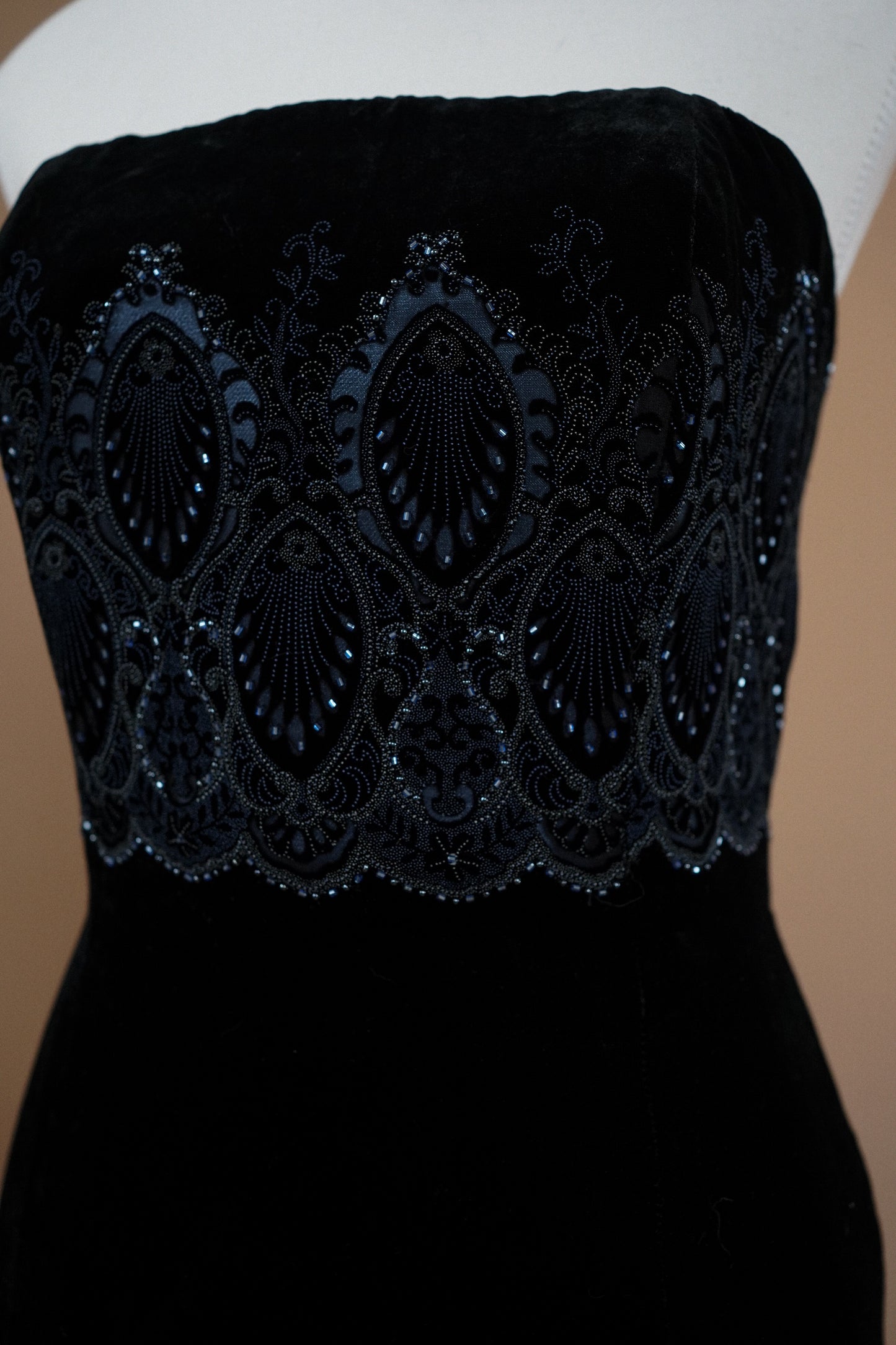 Vintage Bob Mackie Black Devoré Velvet Gown