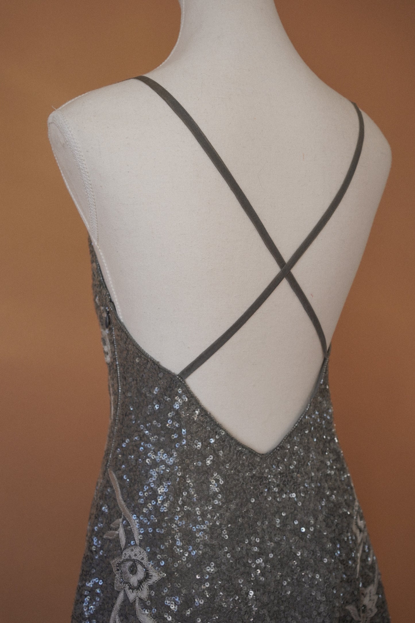 Alberta Ferretti Beaded Floral Slip Dress (M)