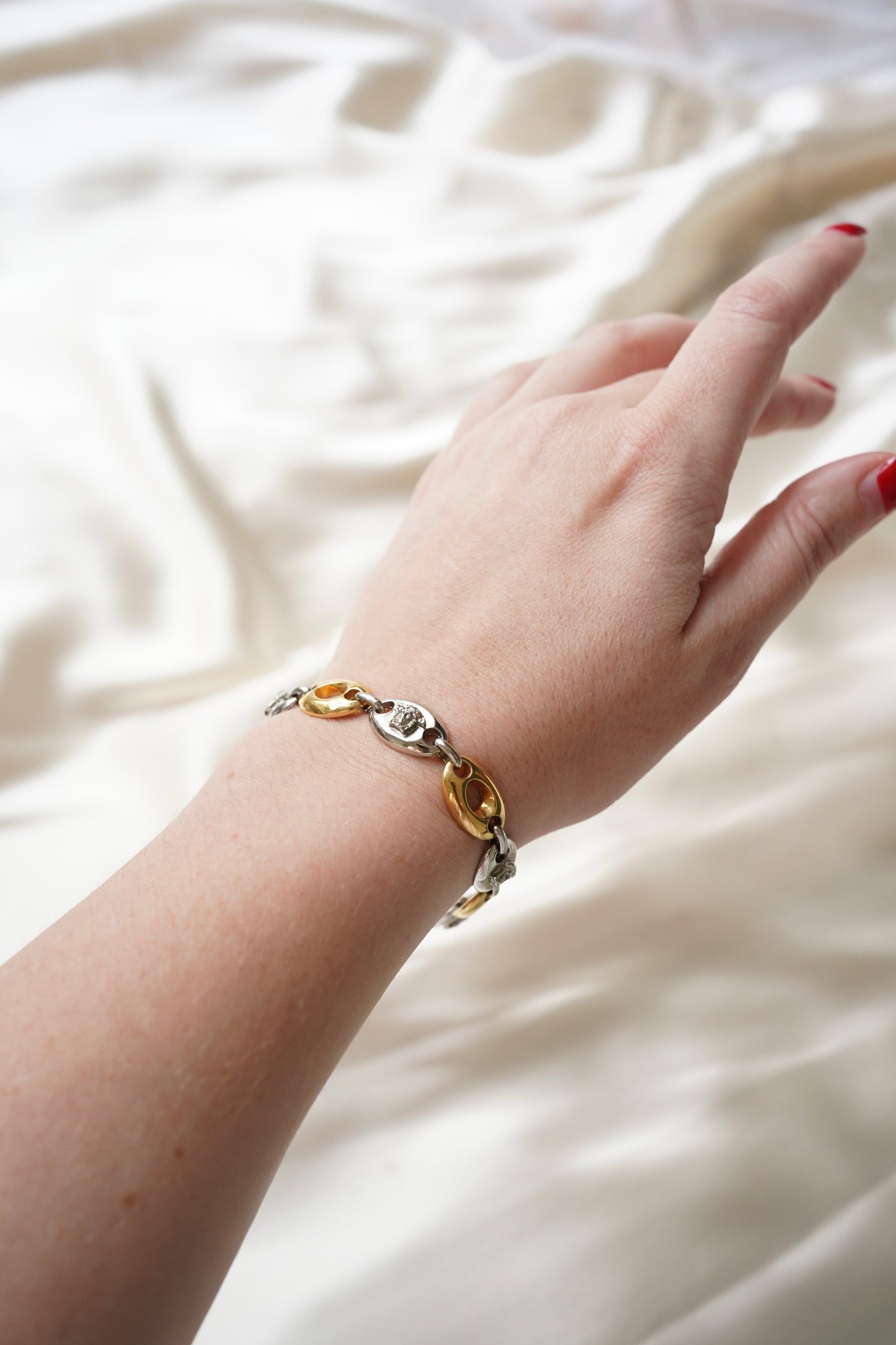 Vintage Gianni Versace Medusa Oval Two-Tone Bracelet