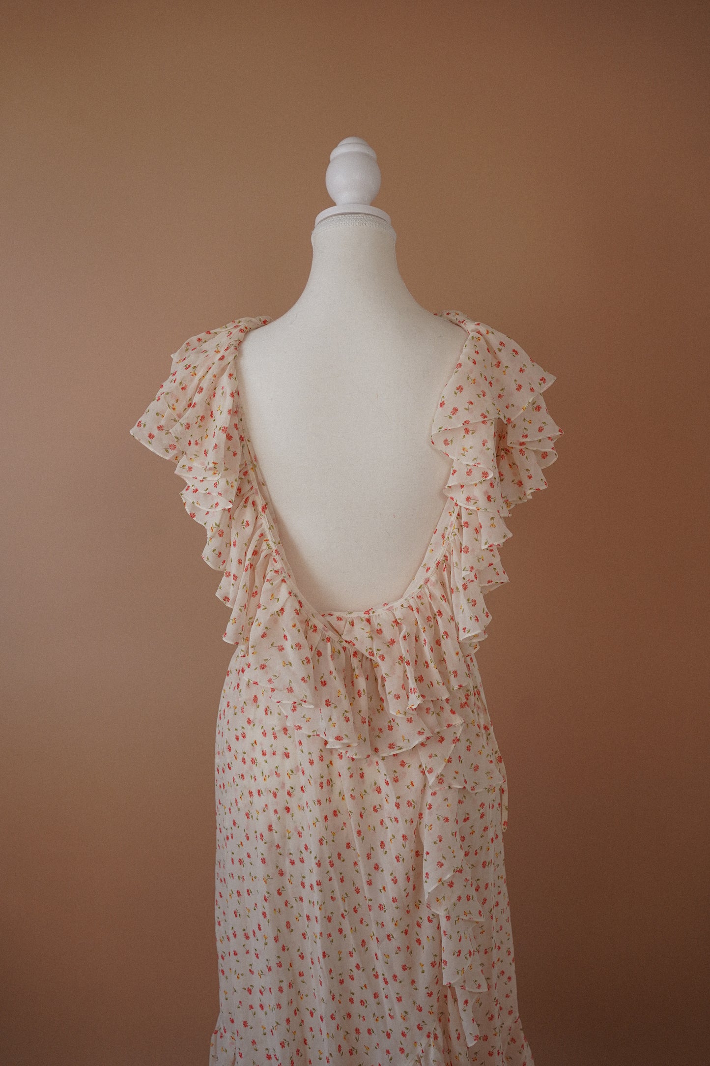 DOLCE & GABBANA Sheer Floral Ruffle Wrap Dress (S)