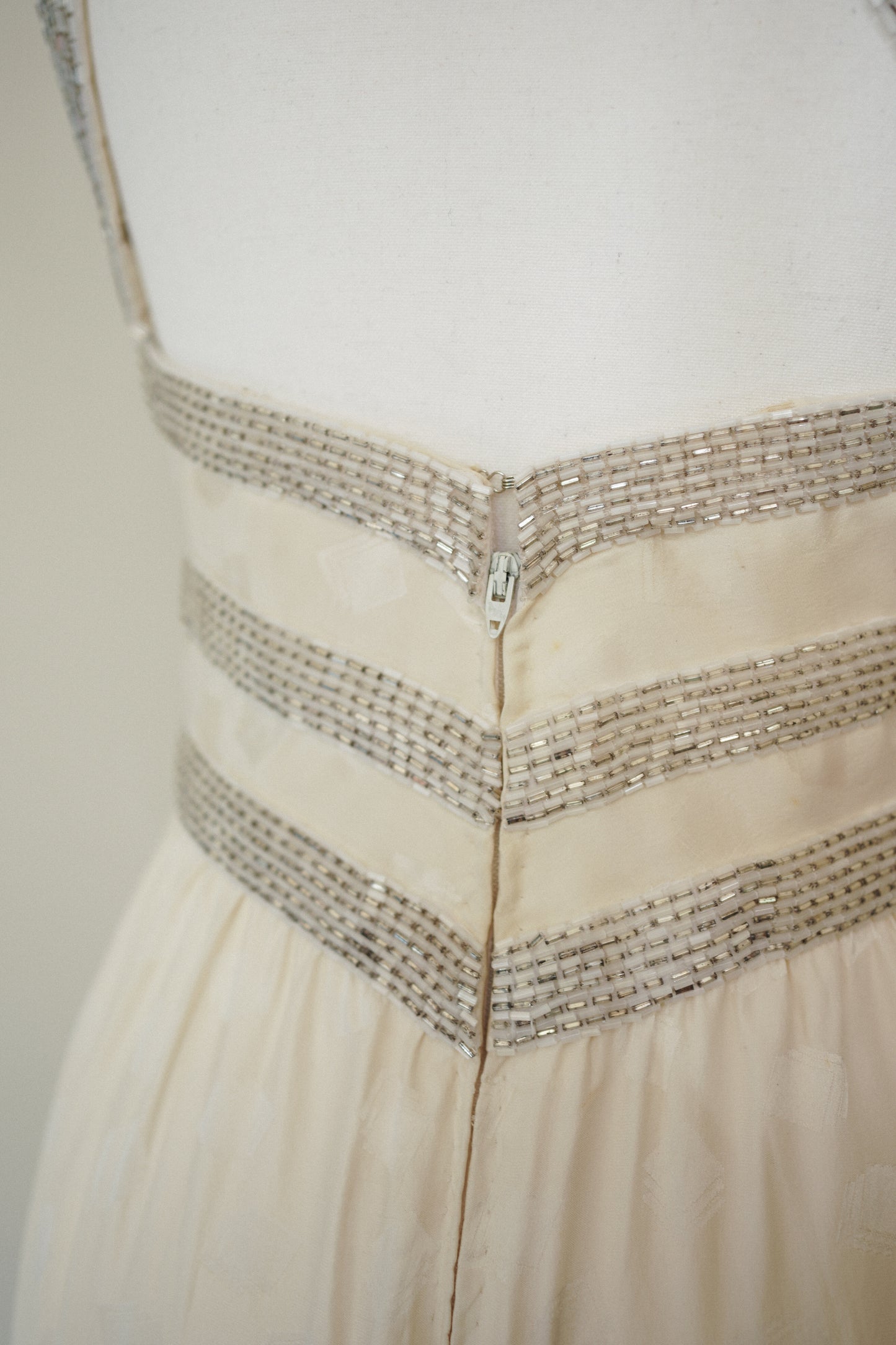 Bob Mackie Grecian Ivory Beaded Gown