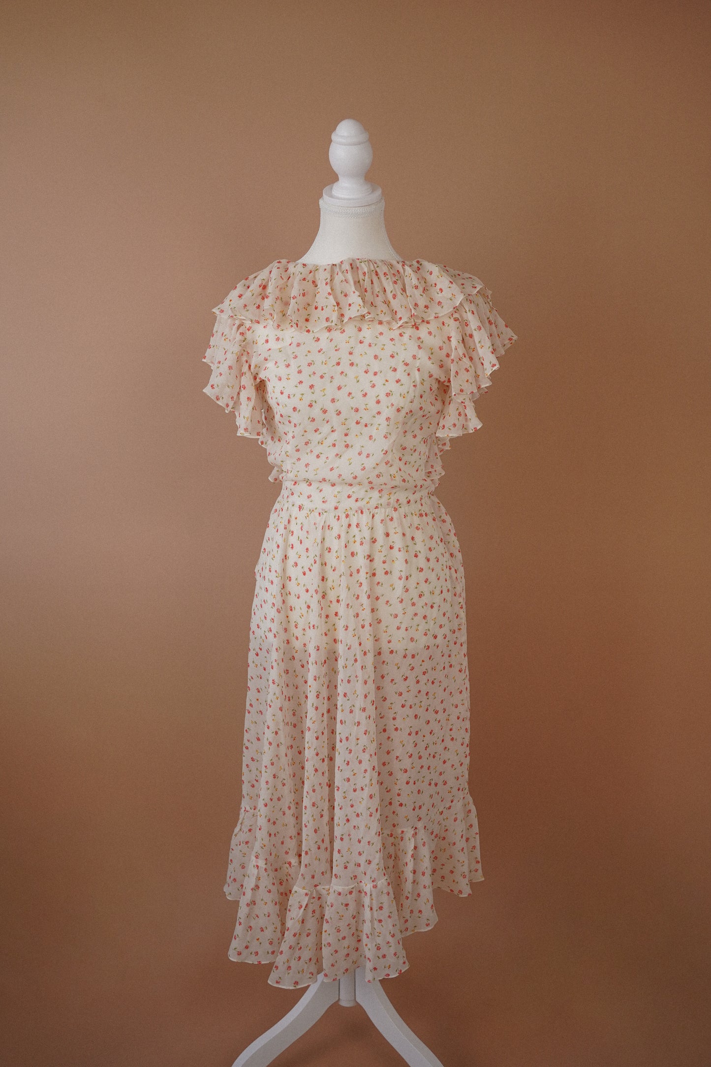 DOLCE & GABBANA Sheer Floral Ruffle Wrap Dress (S)