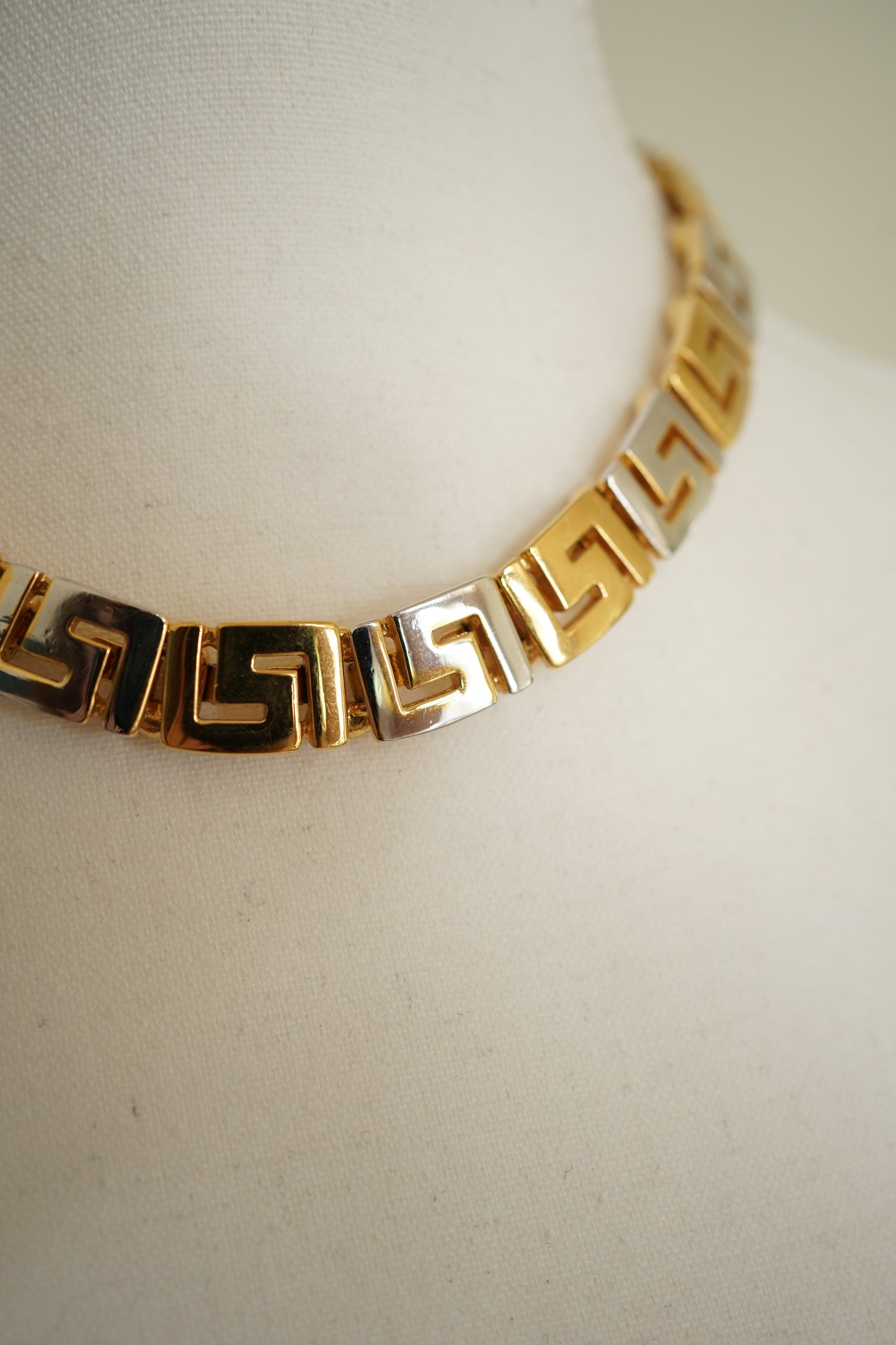 Gianni Versace Two-Tone Greek Key Medusa Link necklace