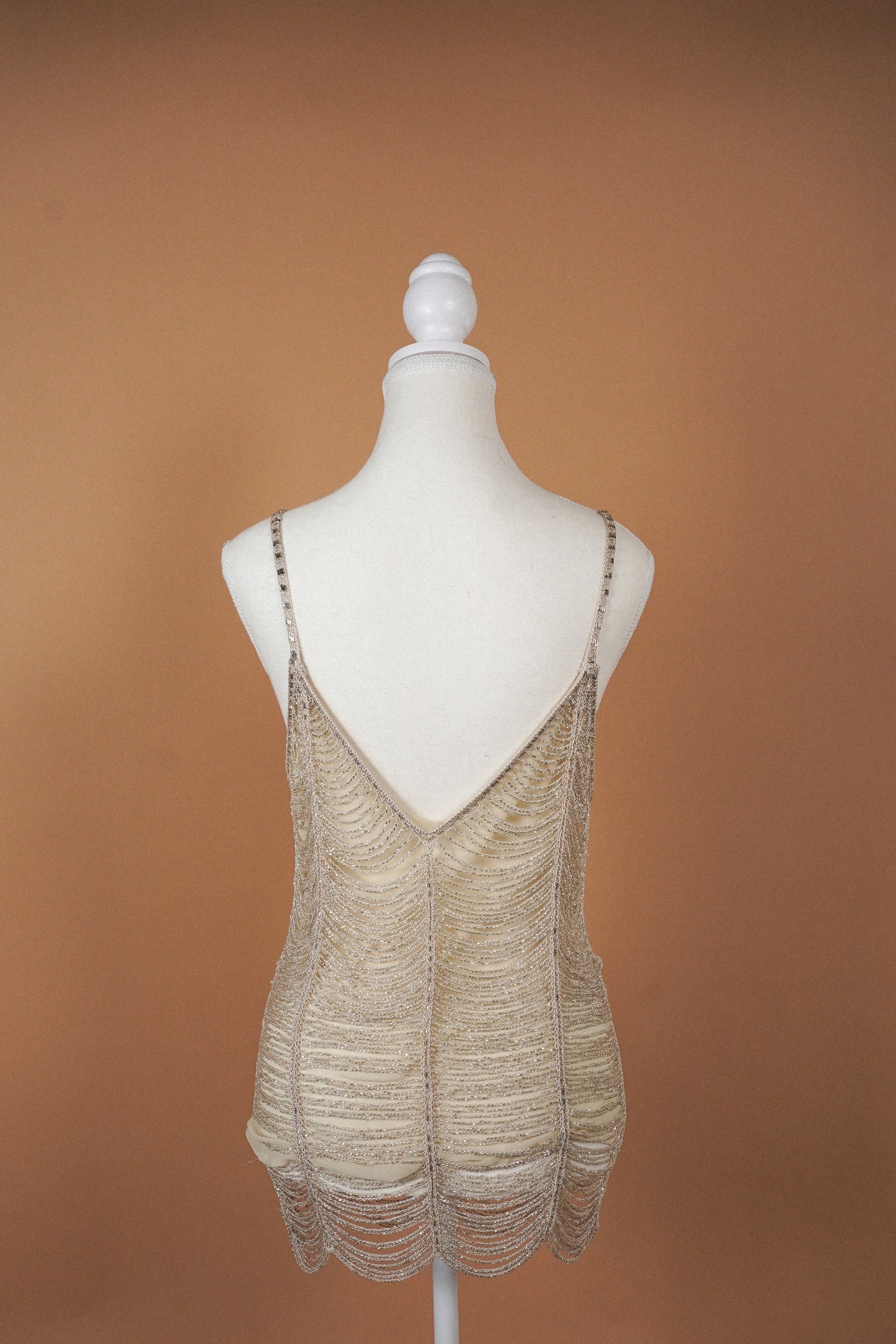 Vintage Champagne Beaded Evening Camisole (M)