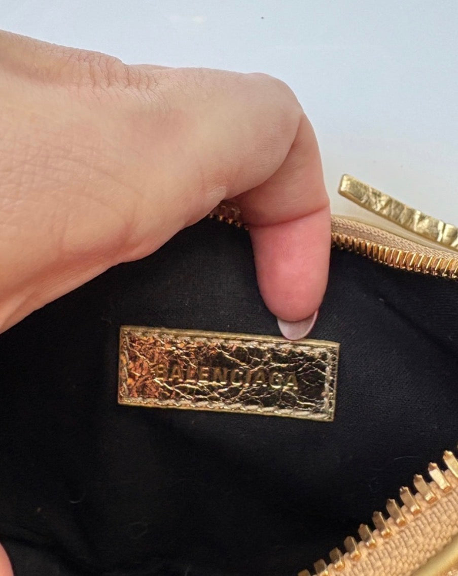 Balenciaga Le Cagole Gold Rhinestone Bag (XS)