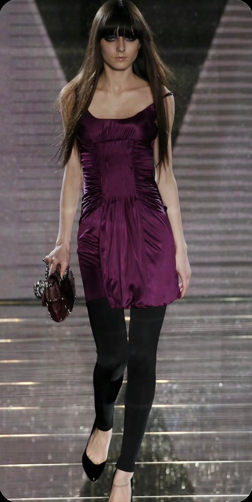 Versace FW 2006 Runway  Plum Pleated Dress