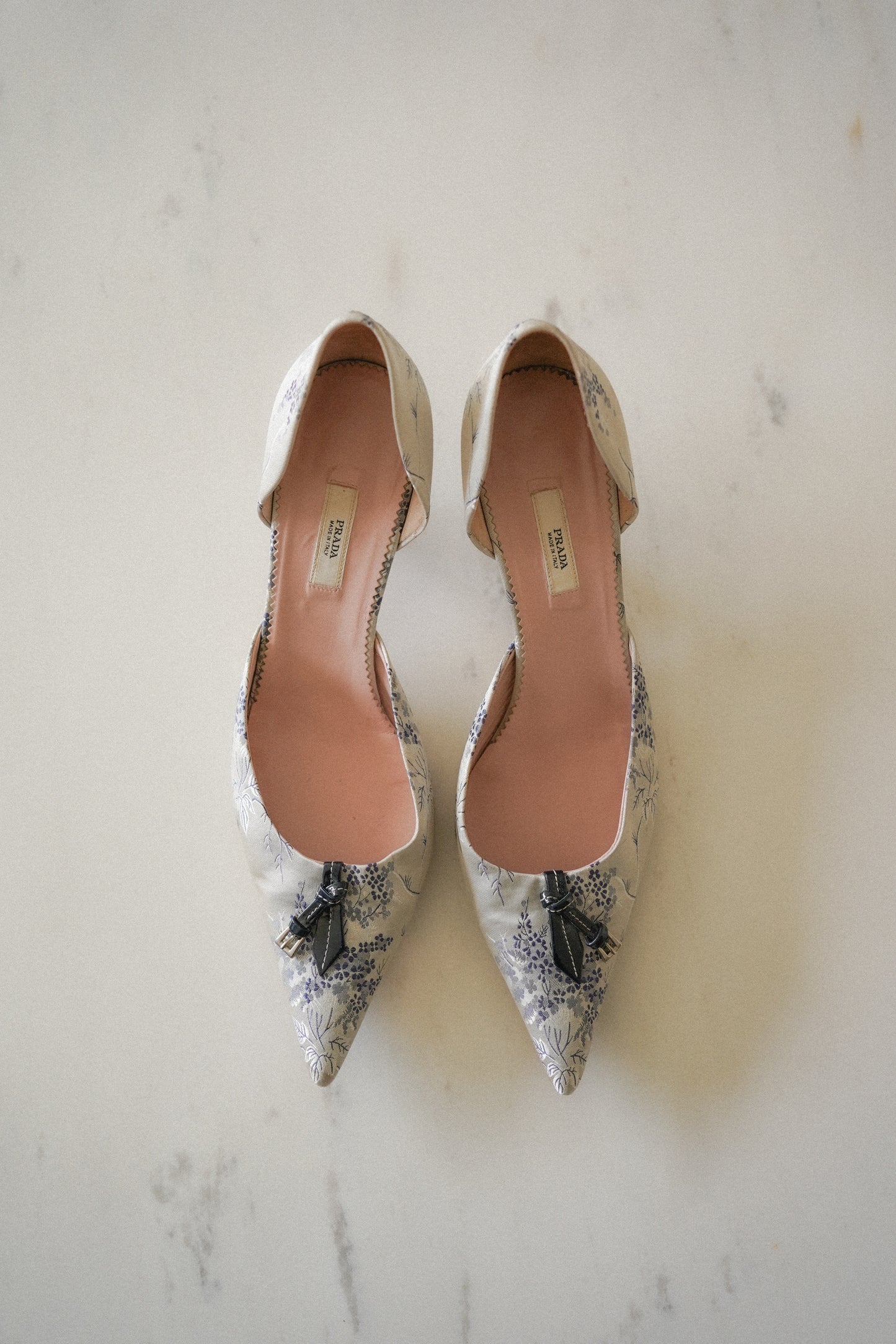 PRADA Floral Silk D’Orsay Kitten Heels (39.5)