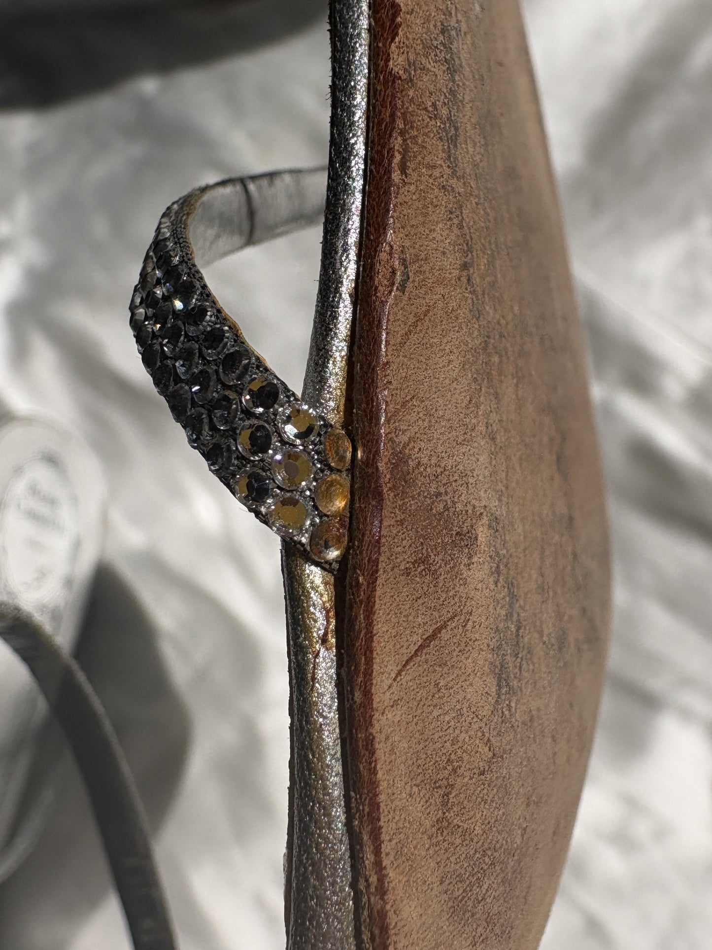 René Caovilla Silver Crystal Strap Mules (39.5)
