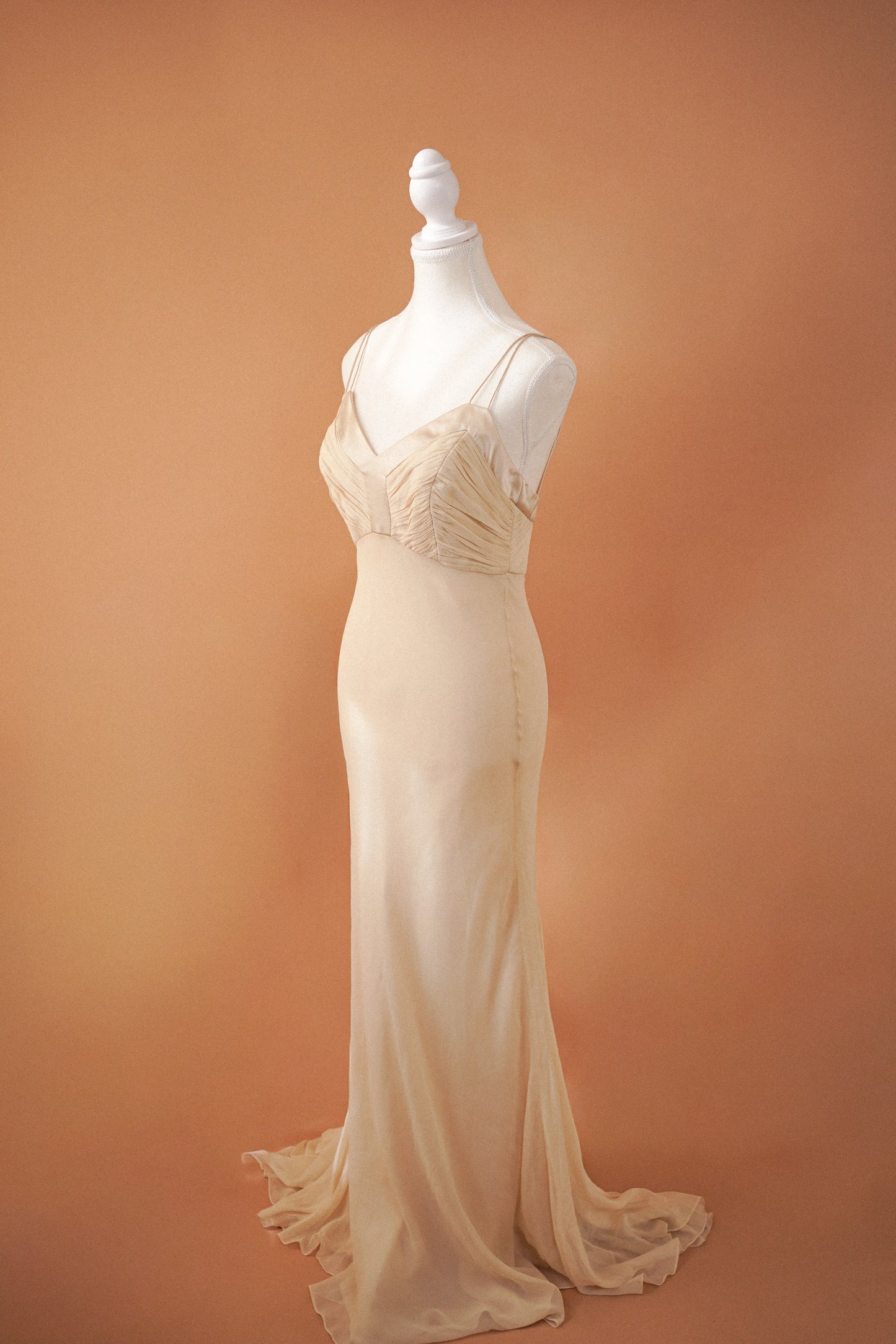Badgley Mischka Silk Ivory Gown (M)