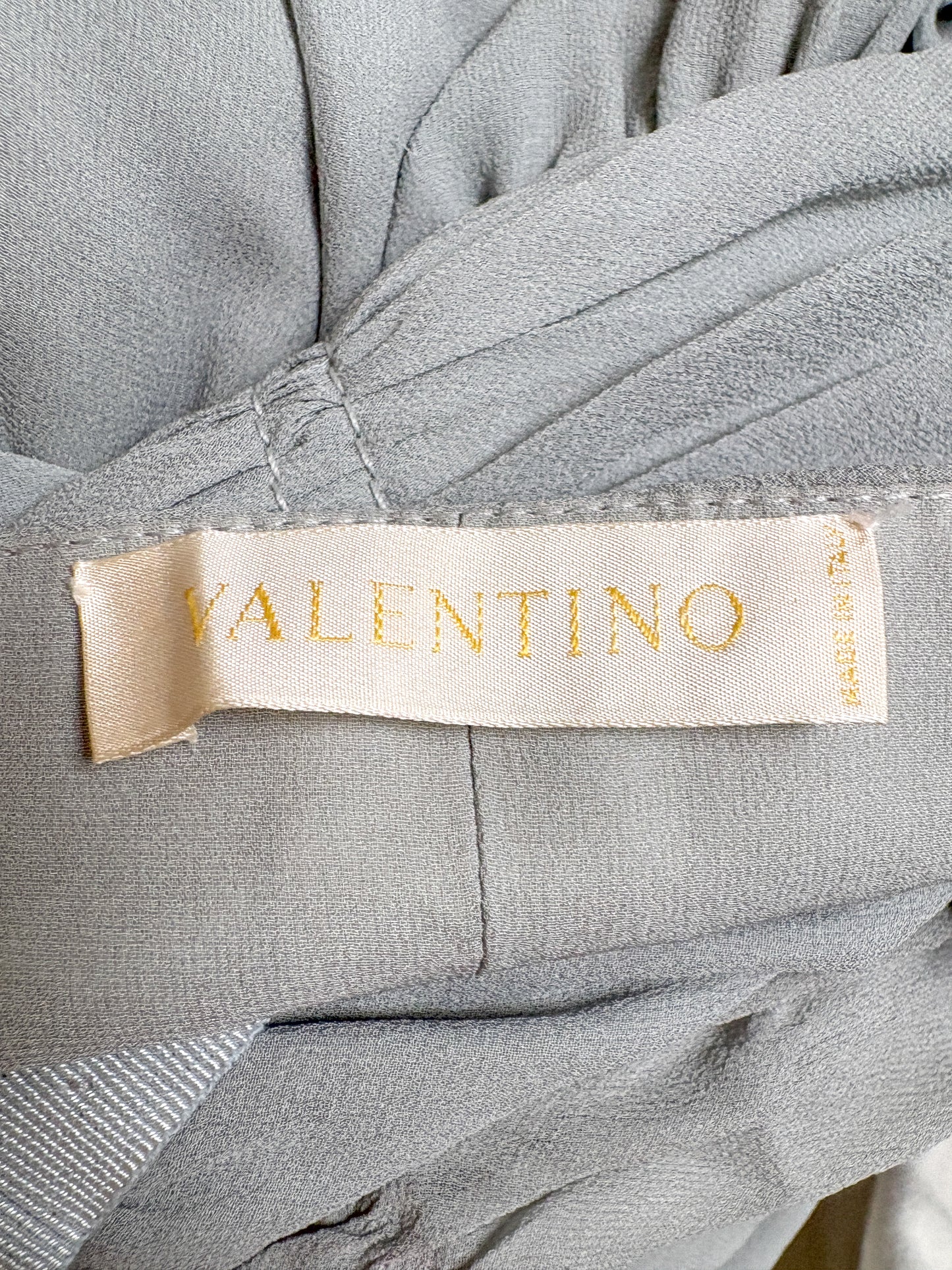 Valentino Dove Grey Silk One-Shoulder Dress (L)