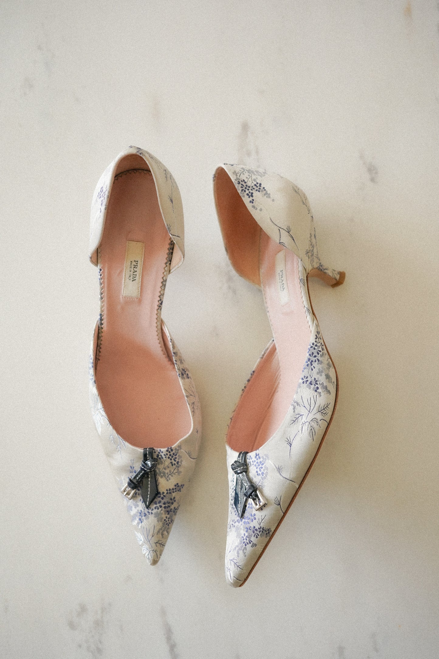 PRADA Floral Silk D’Orsay Kitten Heels (39.5)