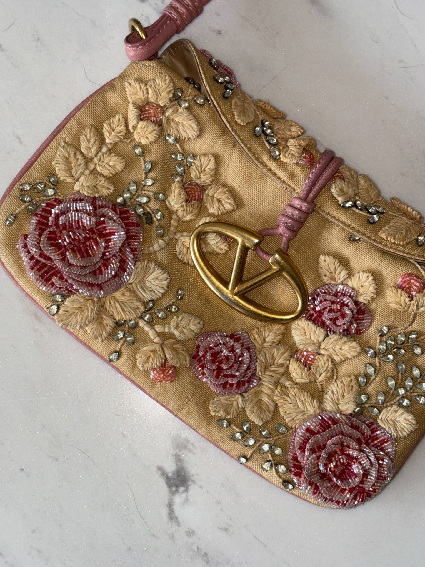 Valentino Garavani Floral Beaded Shoulder Bag