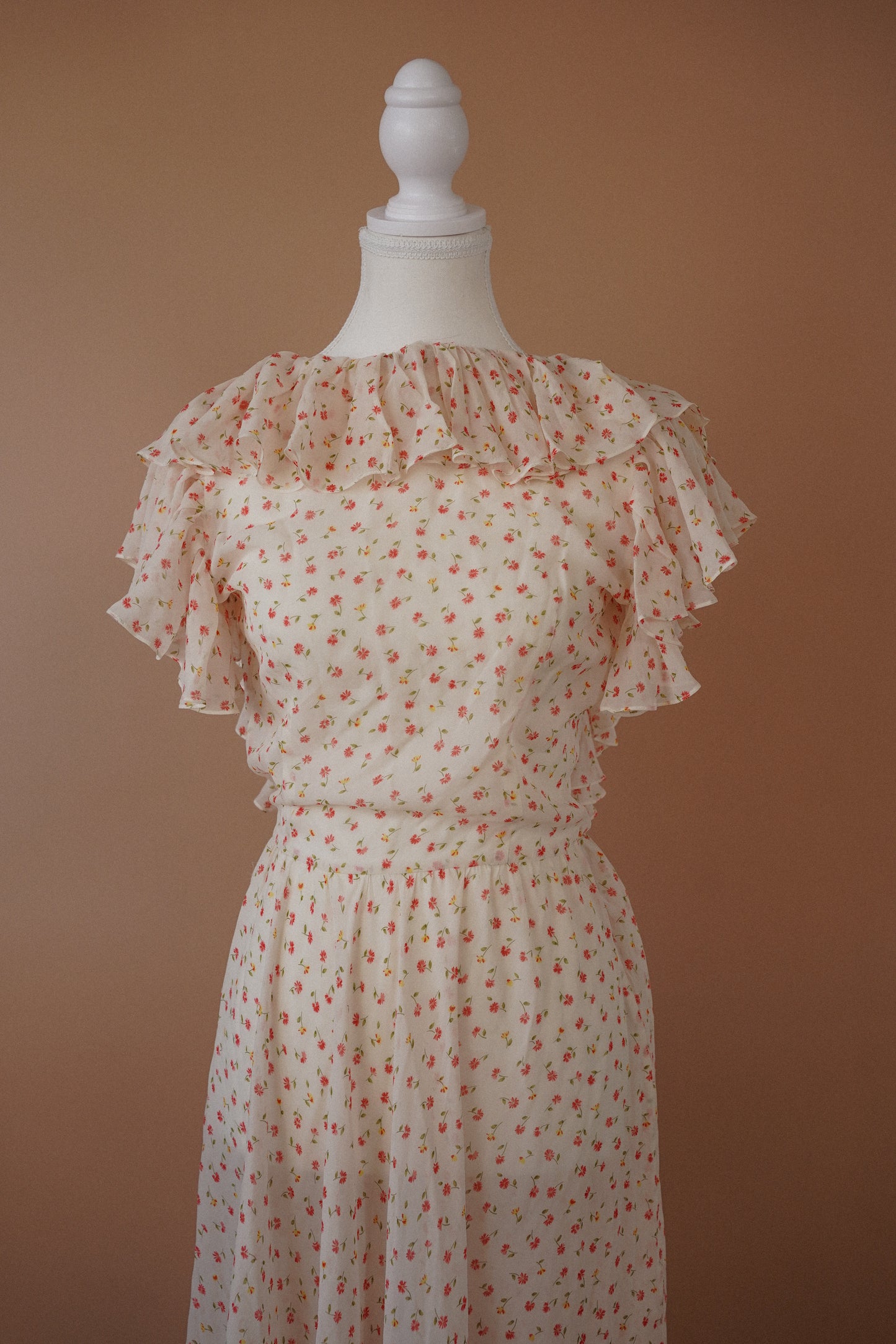 DOLCE & GABBANA Sheer Floral Ruffle Wrap Dress (S)