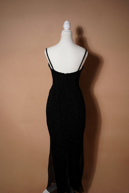 Christian Dior Boutique FW 1995 Runway Black Embellished Evening Gown — Full back view of the gown