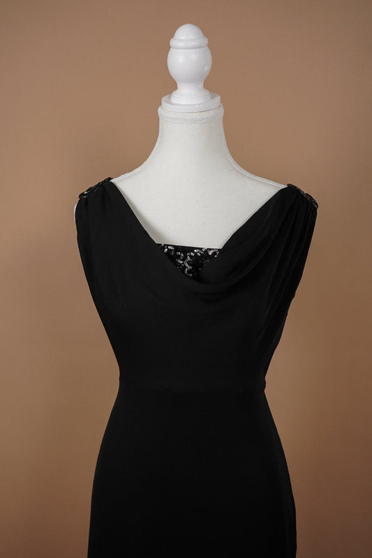 Valentino Roma Beaded Evening Gown — Close-up of the draped neckline