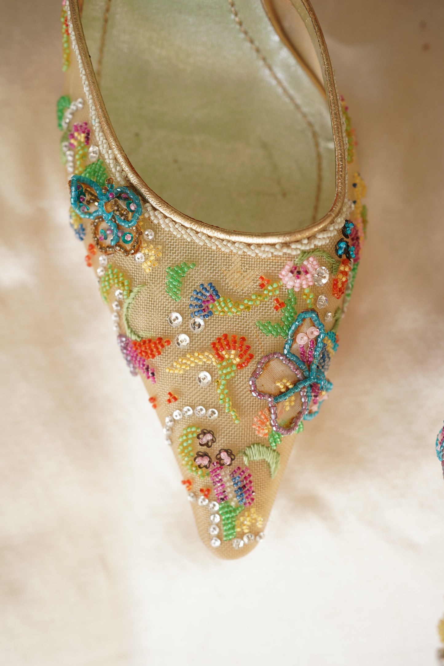 René Caovilla Vintage Beaded Butterfly Heels - Cinderella