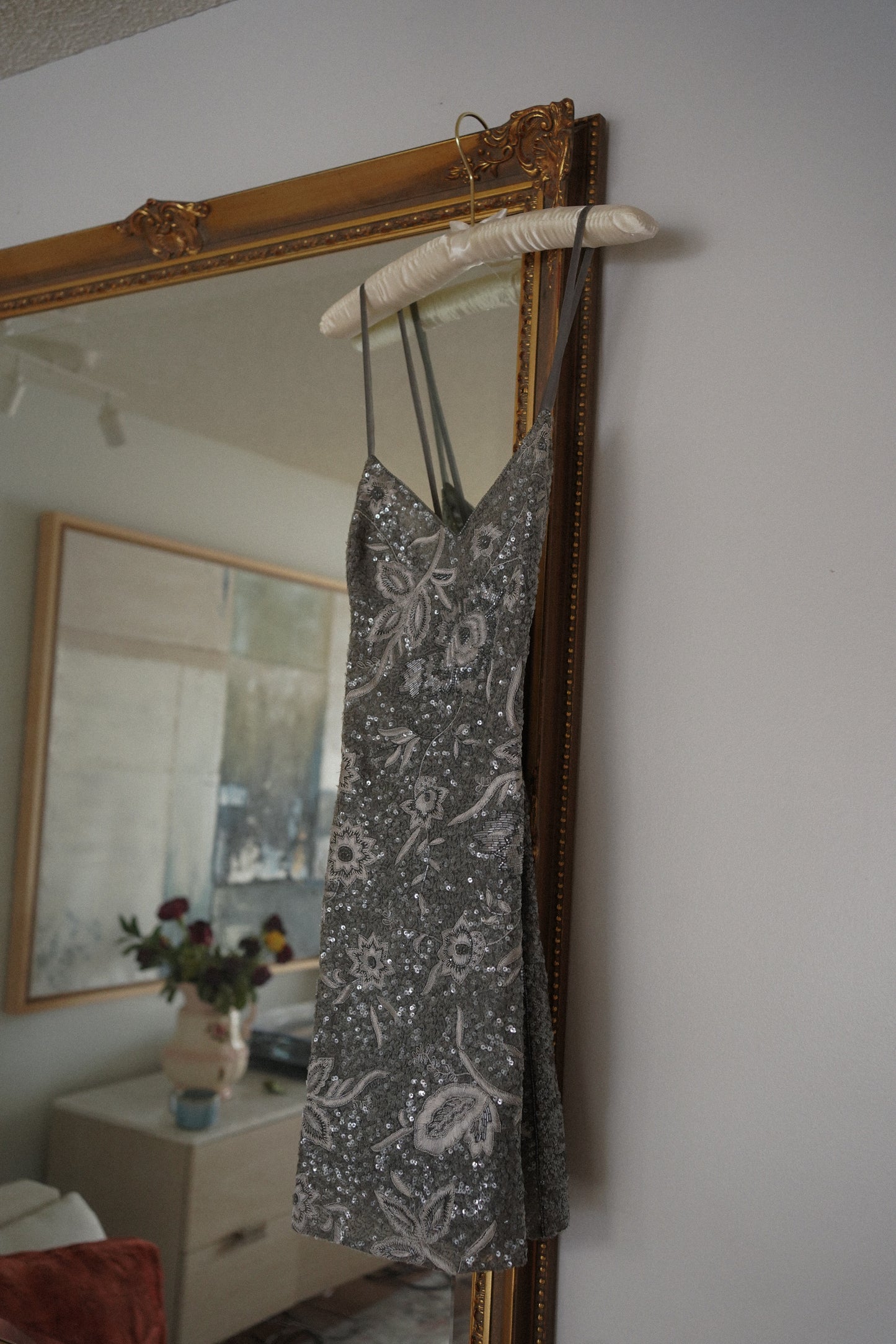 Alberta Ferretti Beaded Floral Slip Dress (M)