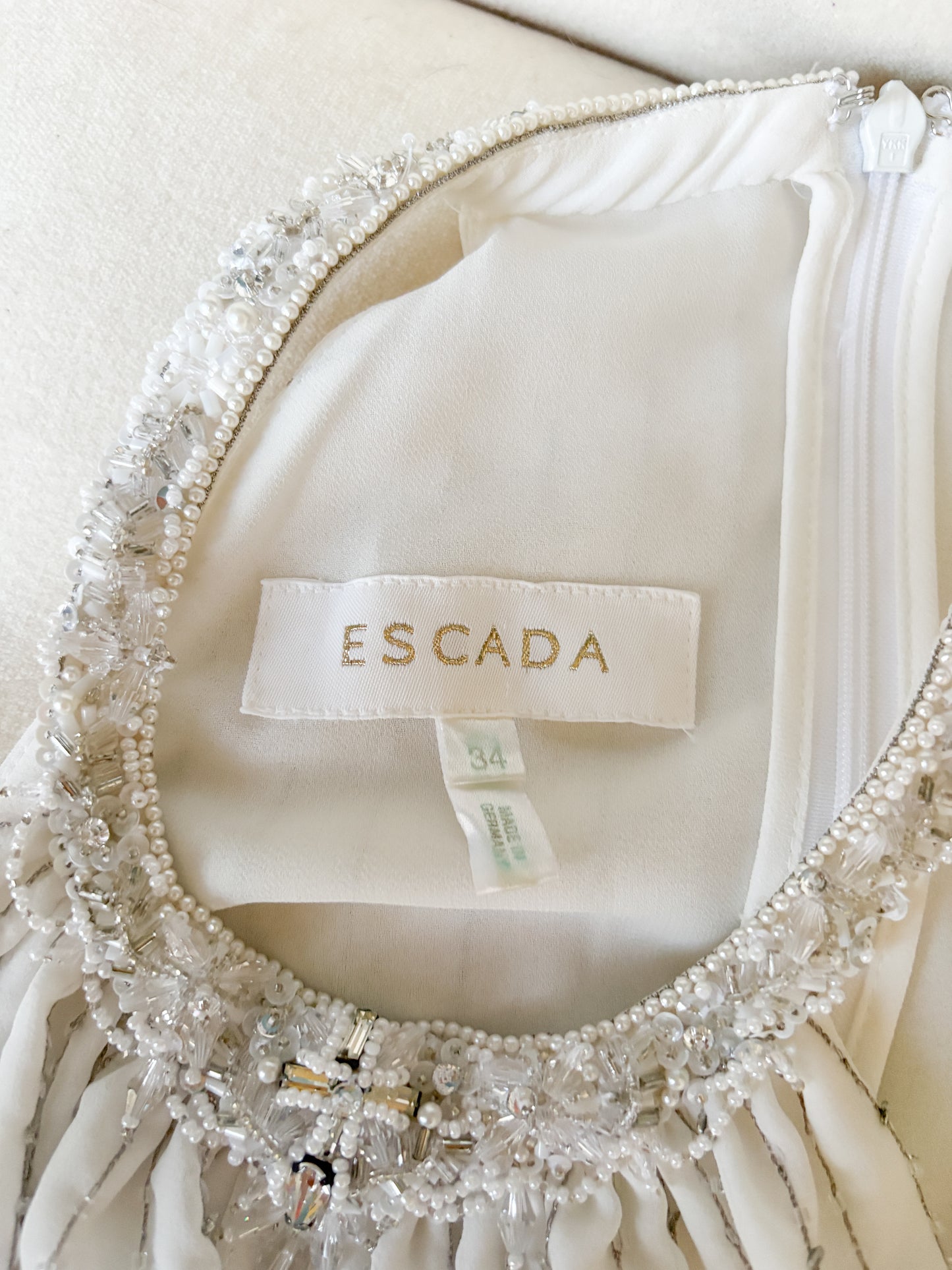 Escada Beaded Ivory Gown