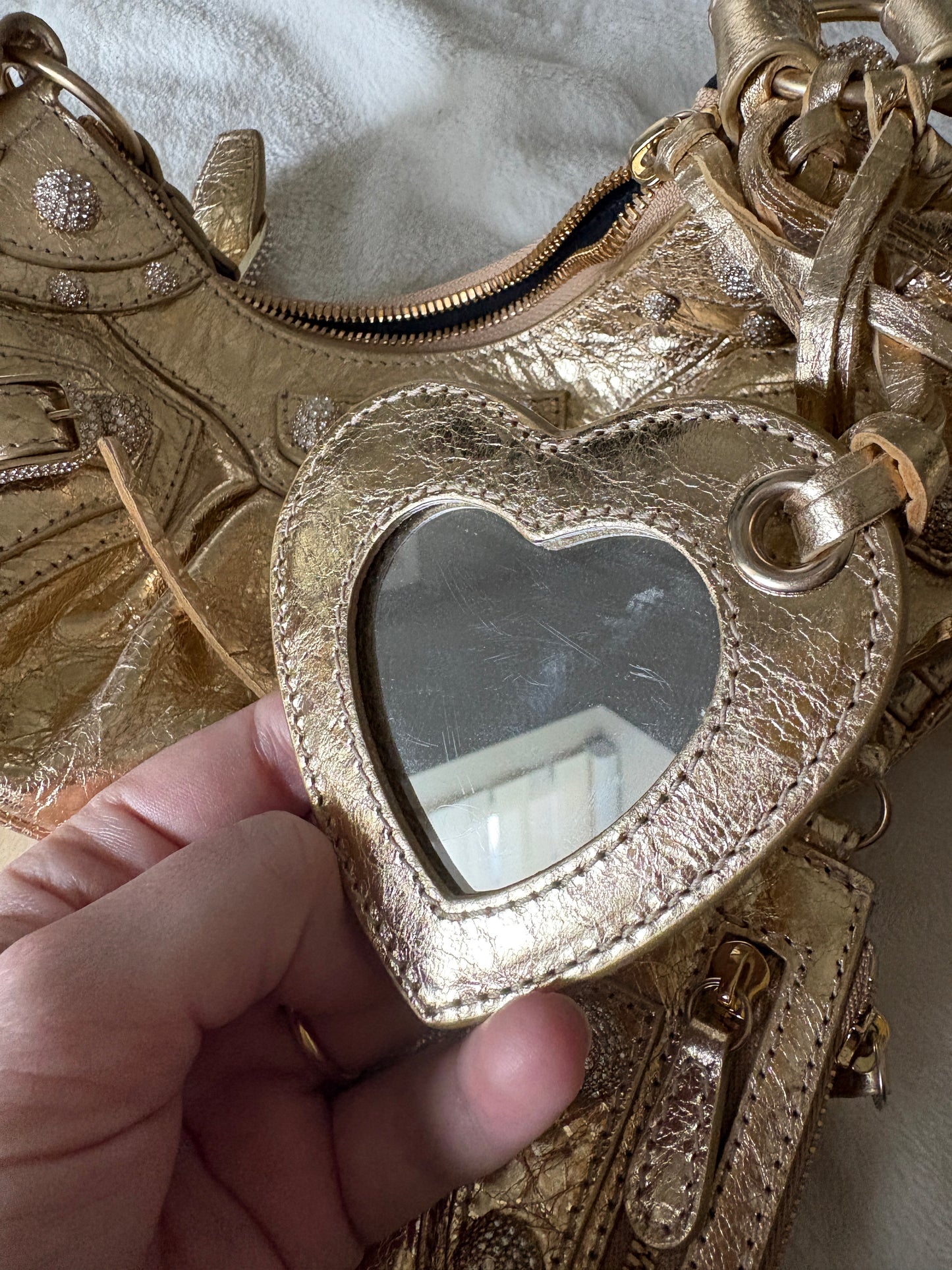 Balenciaga Le Cagole Gold Rhinestone Bag (XS)