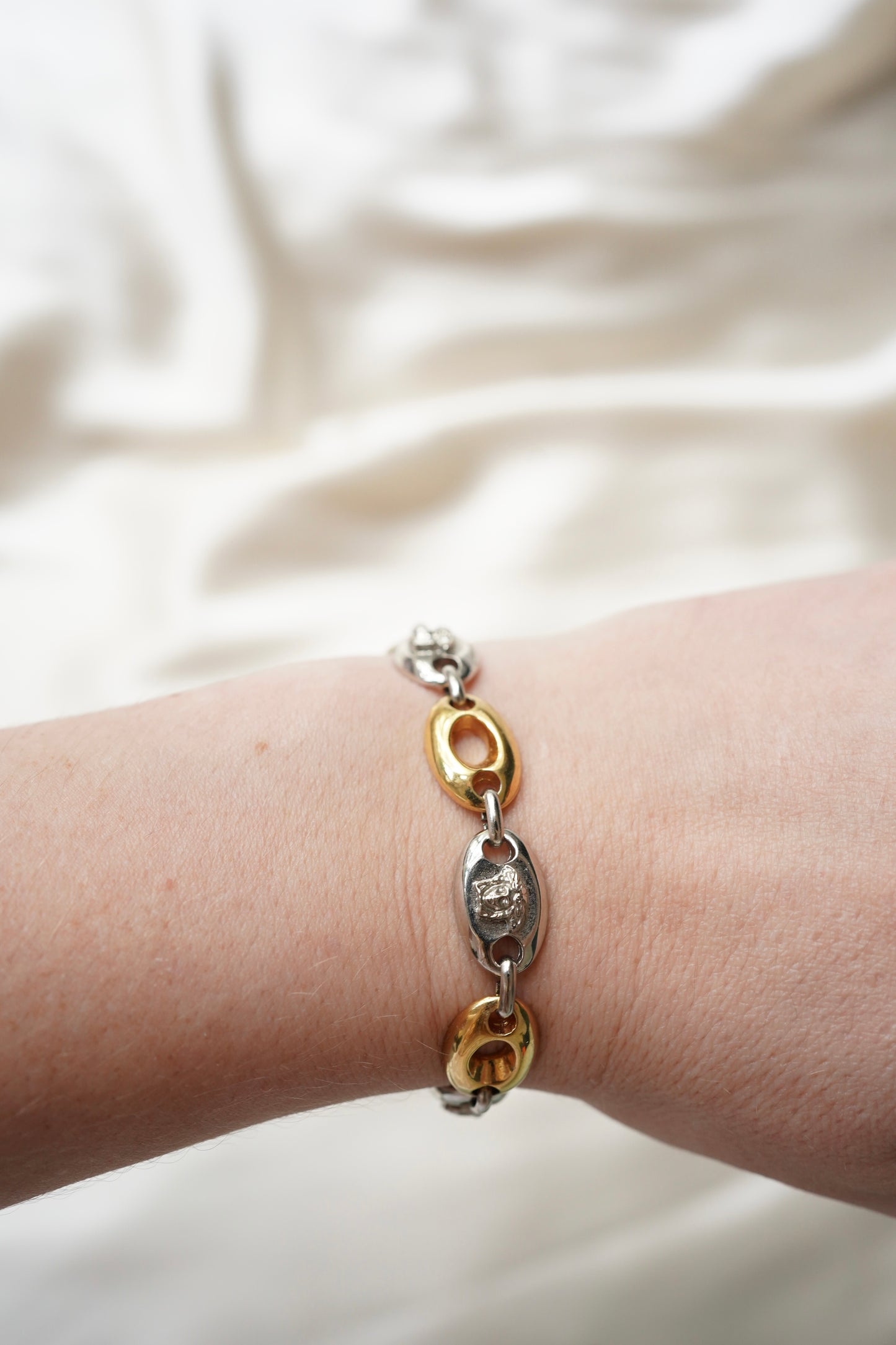Vintage Gianni Versace Medusa Oval Two-Tone Bracelet