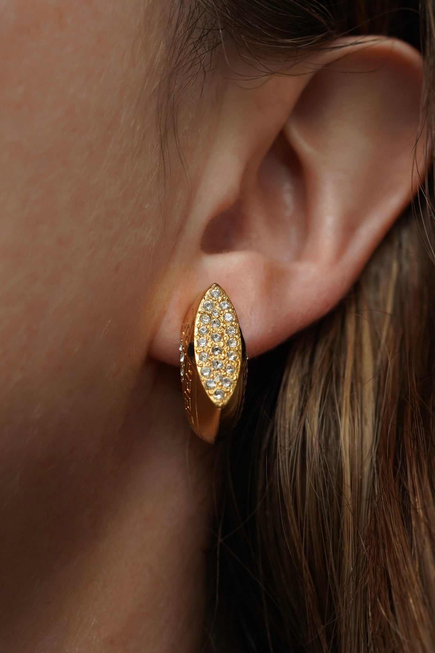 Vintage Gianni Versace Geometric Rhinestone Earrings