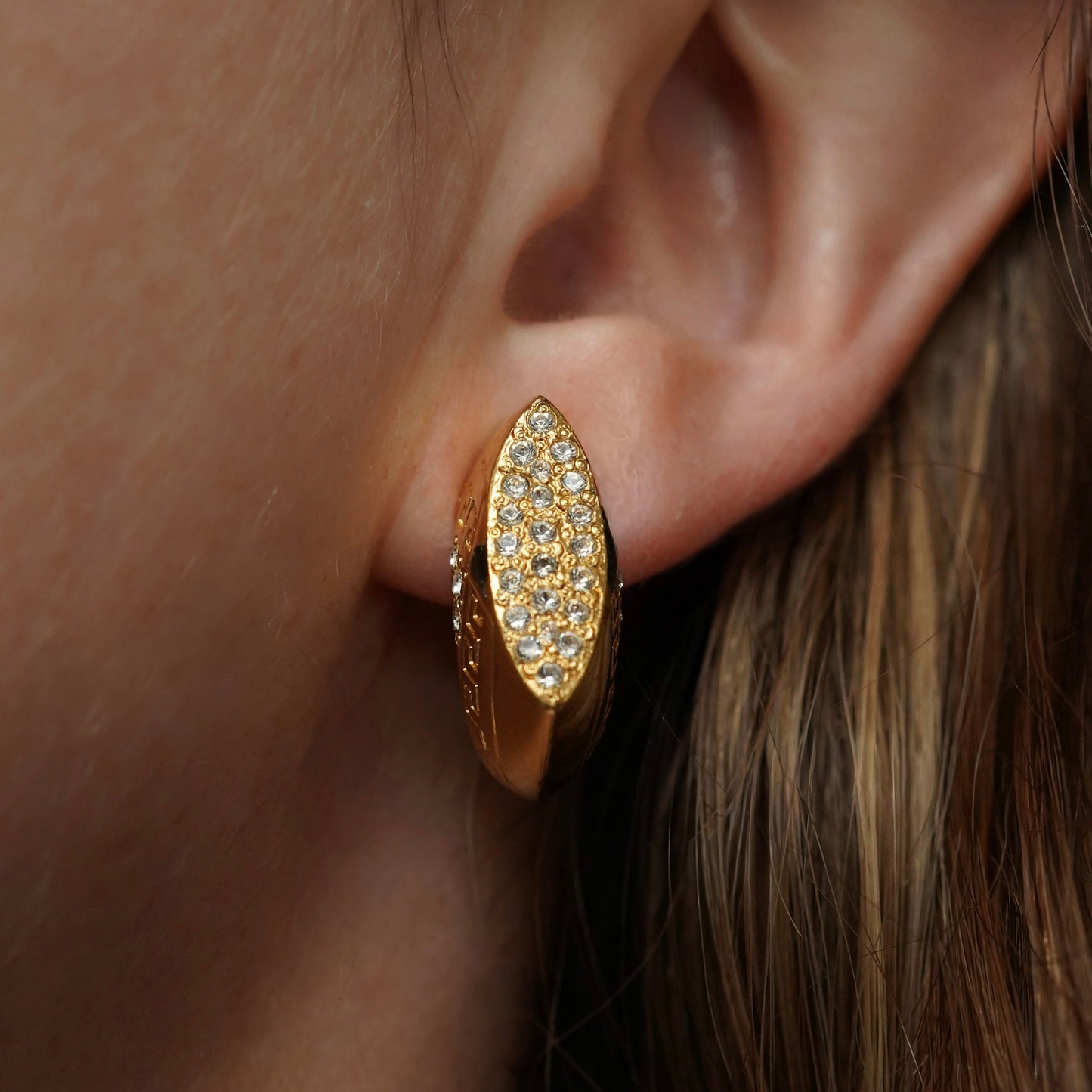 Vintage Gianni Versace Geometric Rhinestone Earrings