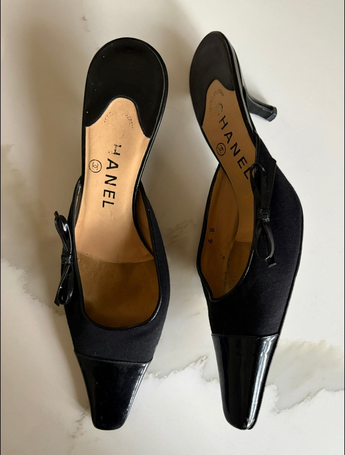 Vintage Black Chanel Kitten Heels