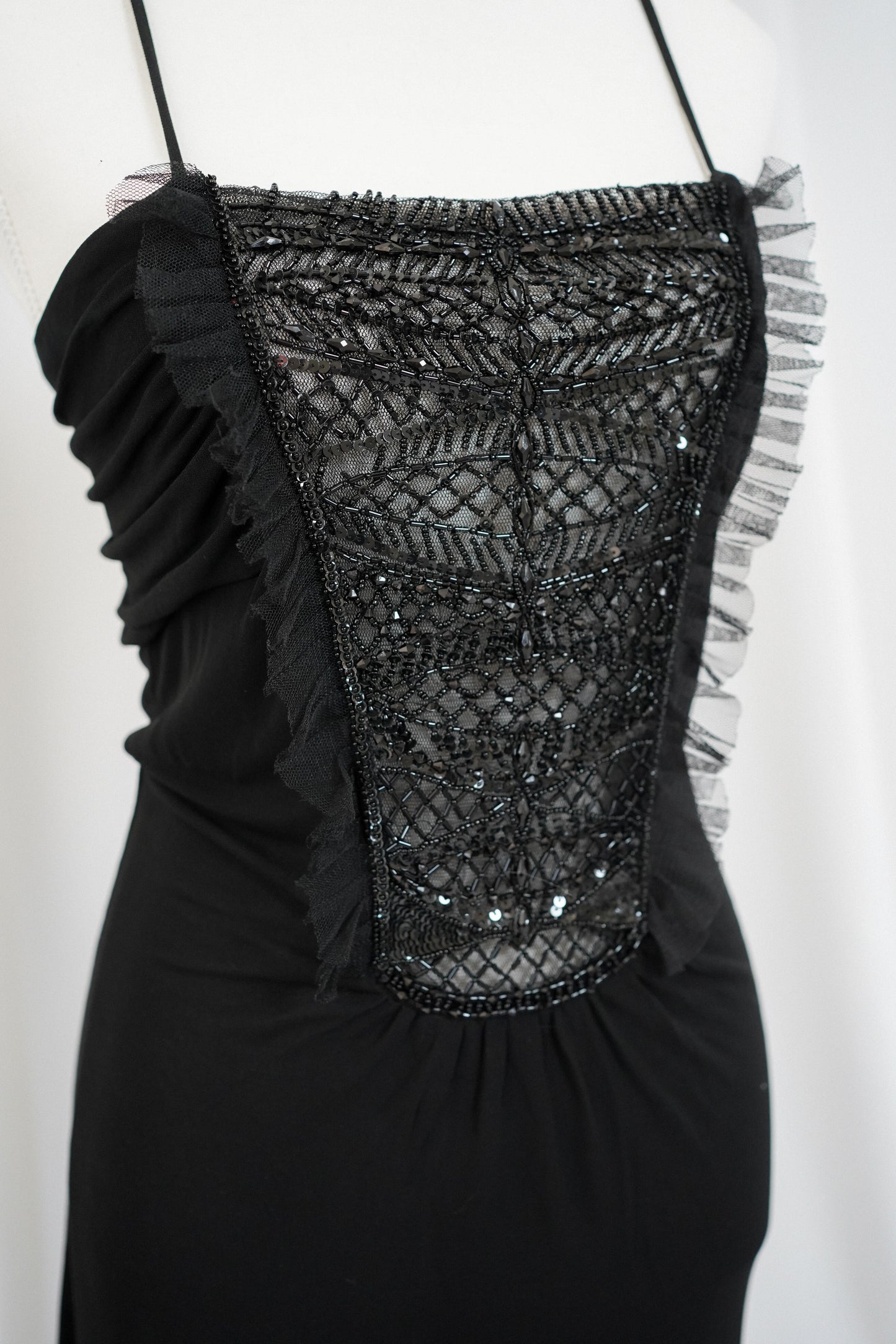 Valentino Roma Black Beaded Corset Evening Gown | Early 2000s