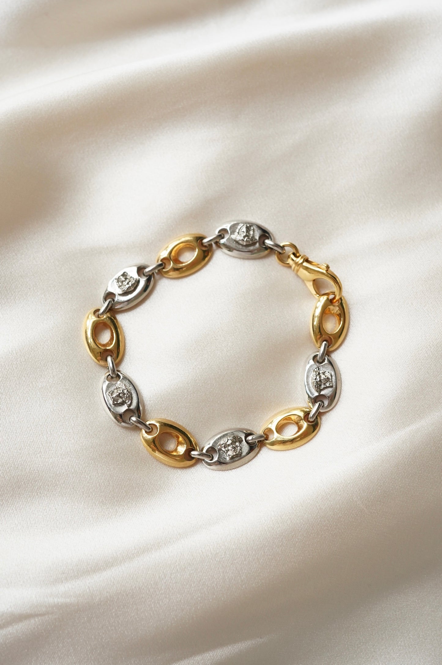 Vintage Gianni Versace Medusa Oval Two-Tone Bracelet