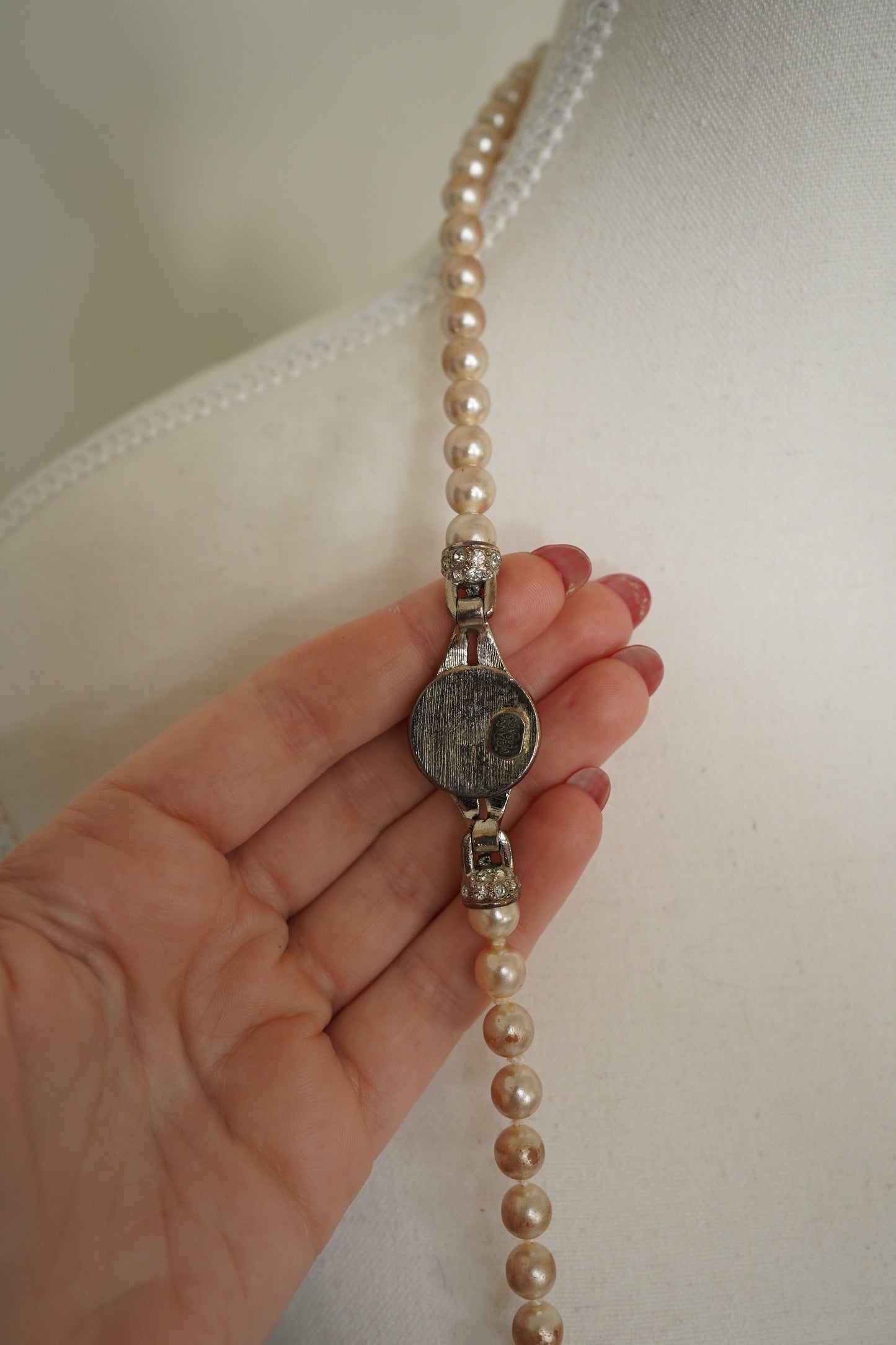 Gianni Versace Faux Pearl and Crystal Medusa Necklace