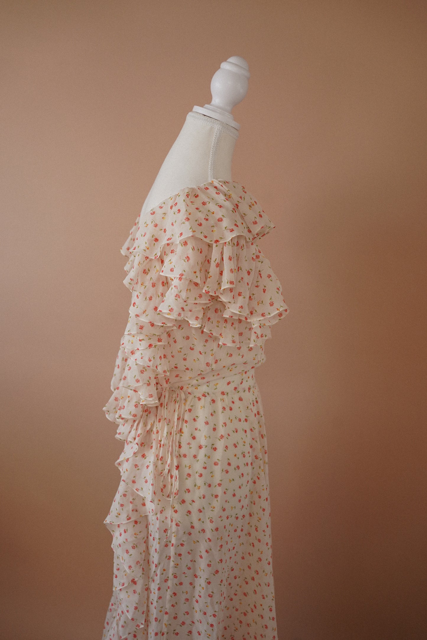DOLCE & GABBANA Sheer Floral Ruffle Wrap Dress (S)