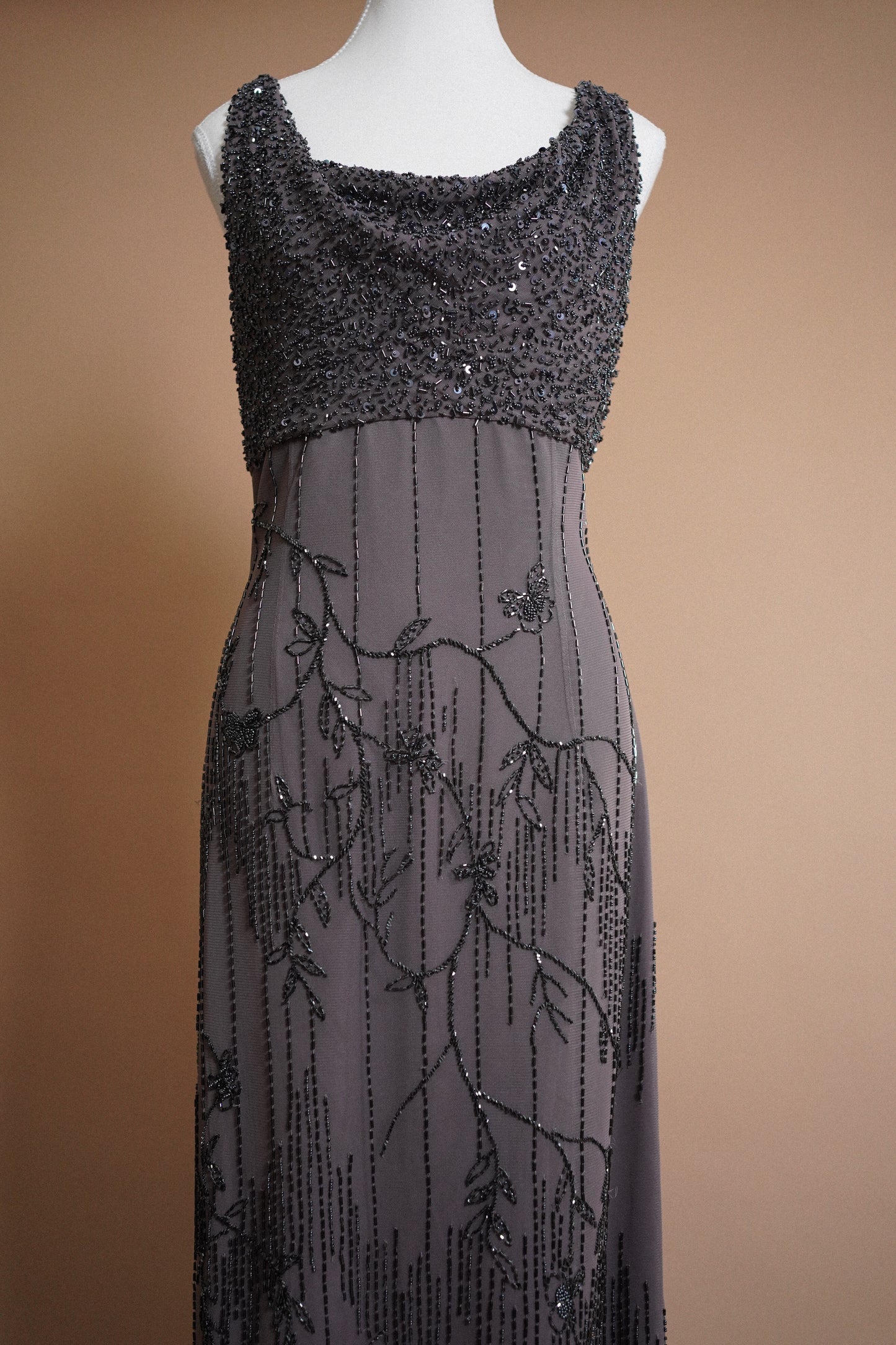 Beaded Bob Mackie Smokey Purple Gown