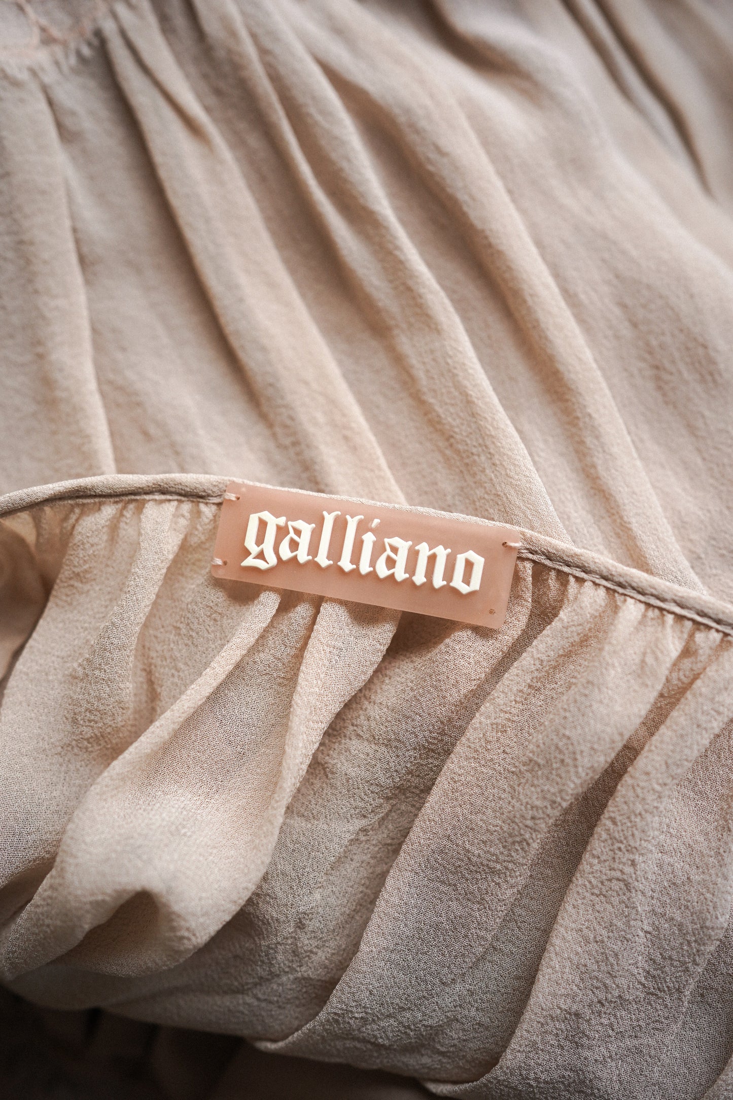 Galliano Nude Lace Mini Dress (M)