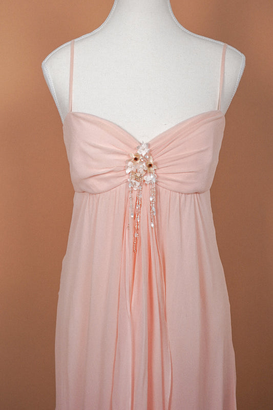 Escada Blush Pink Embellished Chiffon Dress (L)