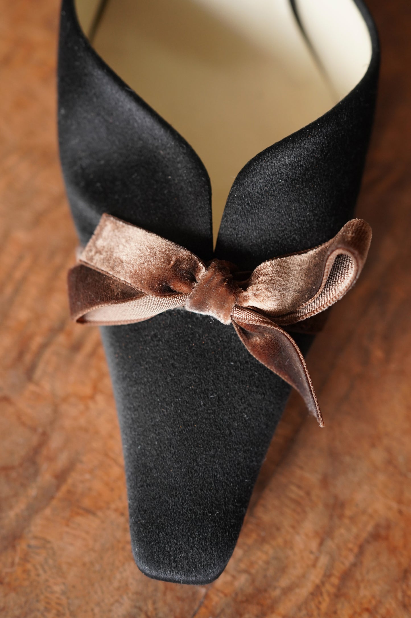 Prada Black Satin Bow Slingback Heels (36)