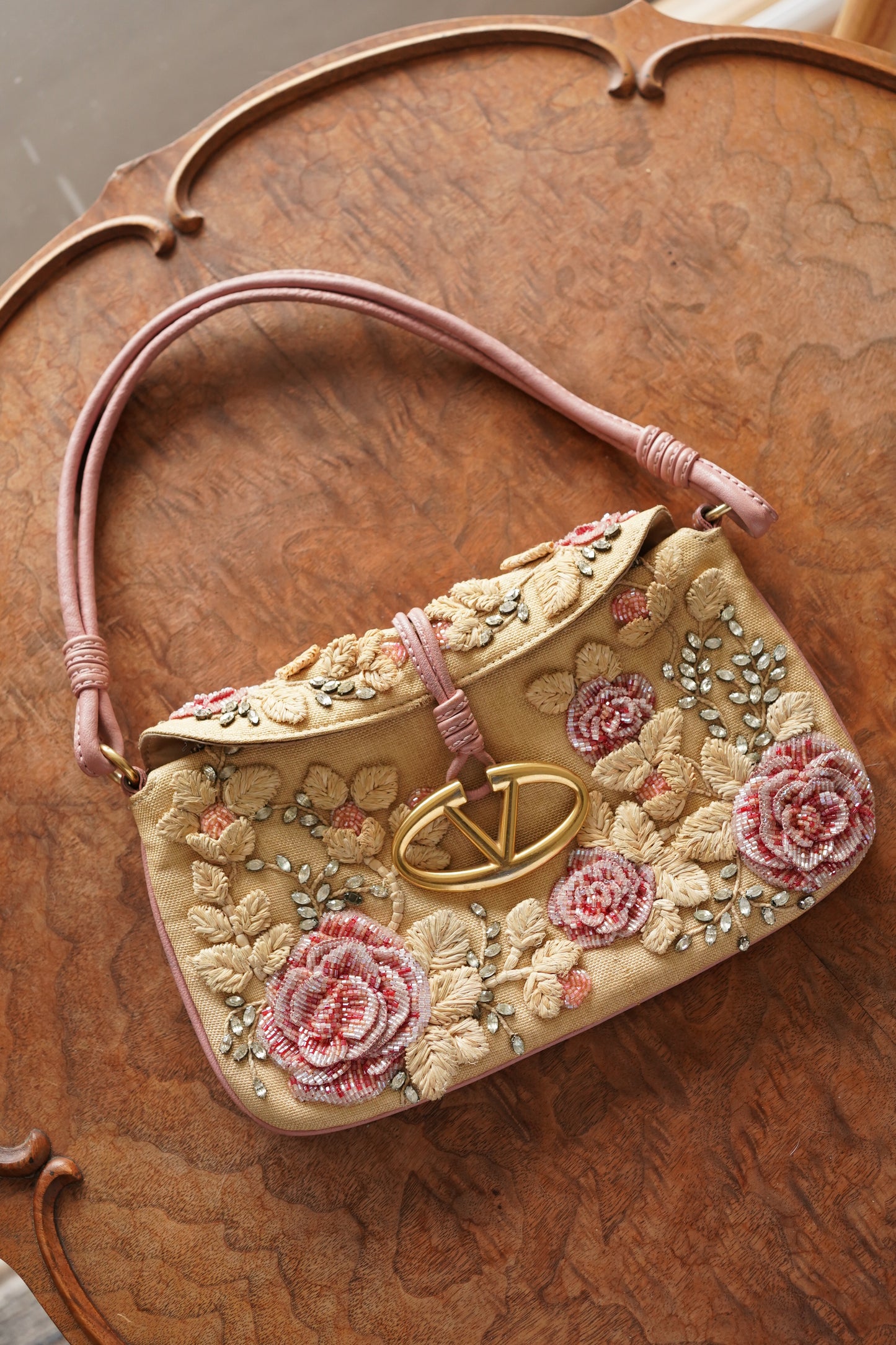 Valentino Garavani Floral Beaded Shoulder Bag