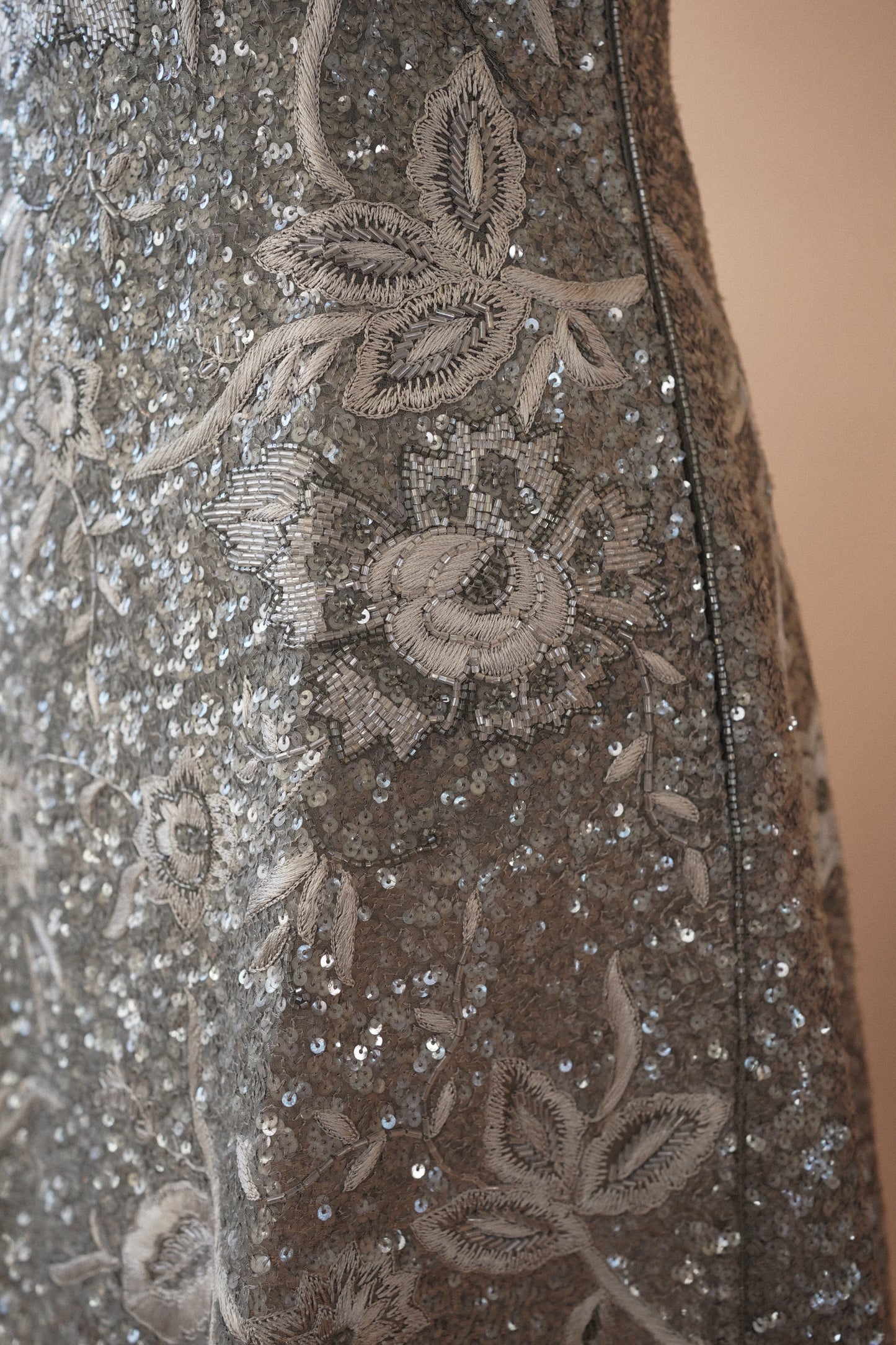 Alberta Ferretti Beaded Floral Slip Dress (M)