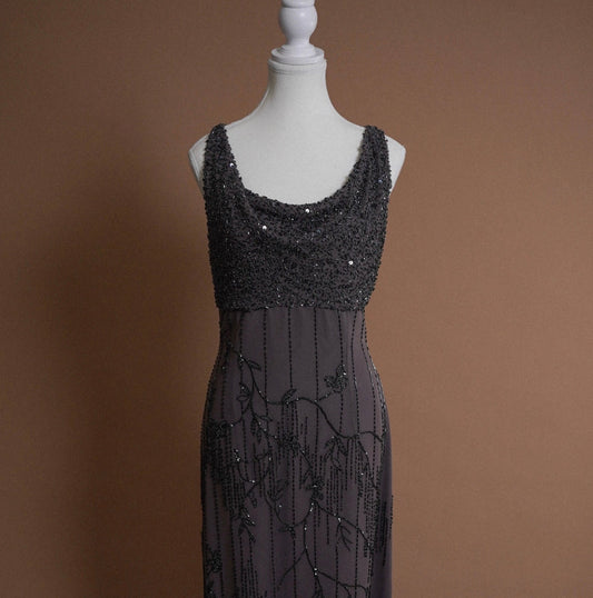 Beaded Bob Mackie Smokey Purple Gown